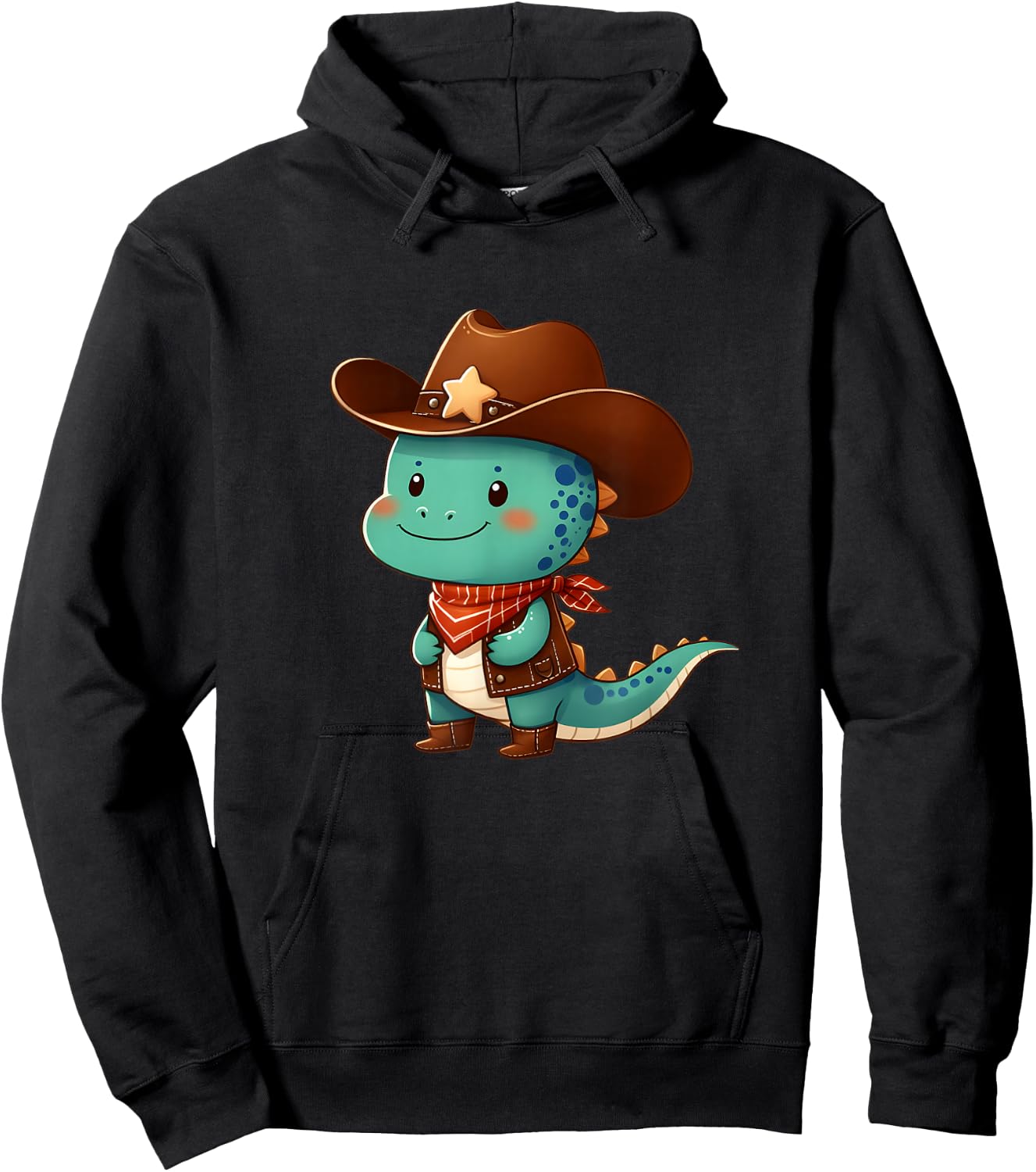Cute Western Rodeo Dino Sheriff Costume Cowboy Dino Dinosaur Hoodie - Hoodie | Black