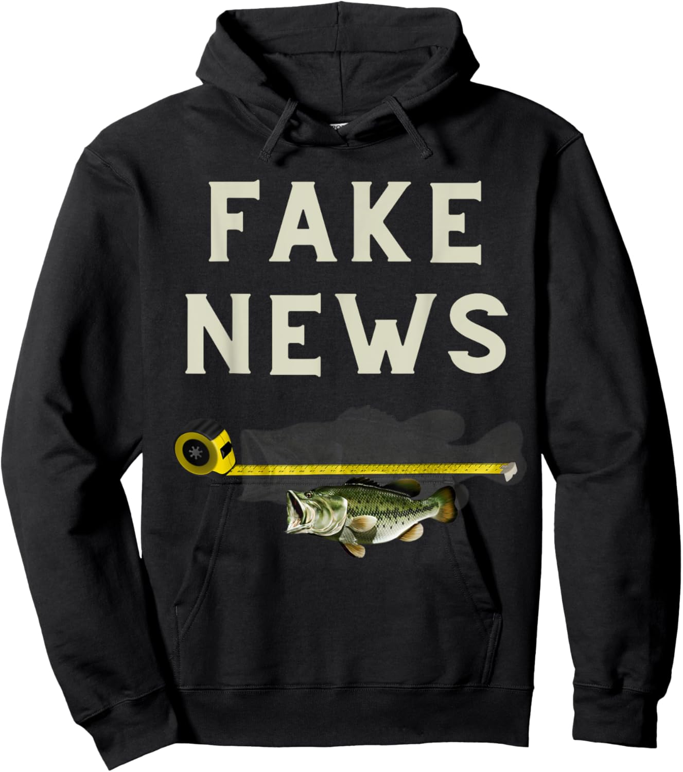 Funny Fake News large mouth bass fishing design Hoodie - Hoodie | Black