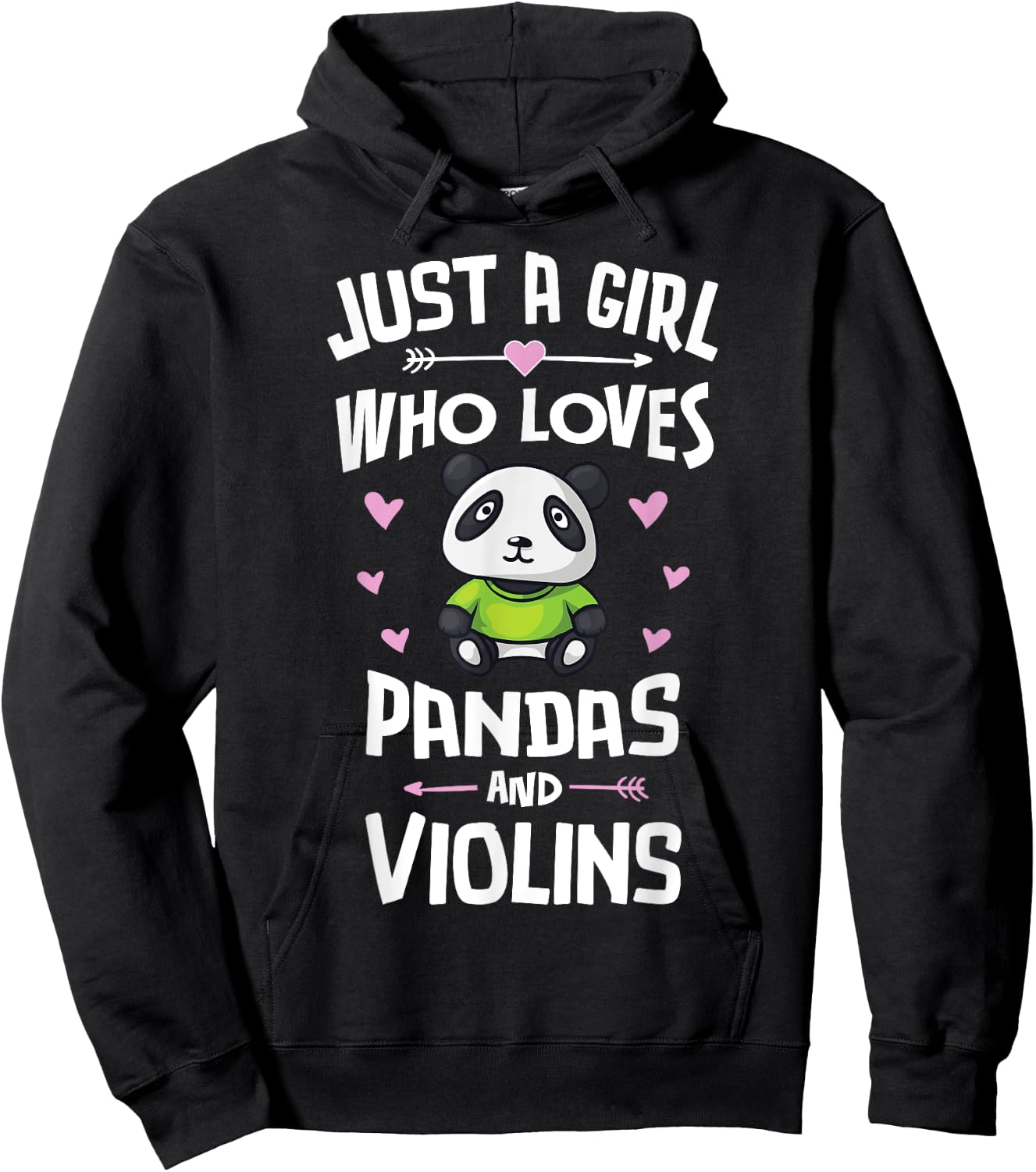 Just A Girl Who Loves Pandas And Violins Gift Women Hoodie - Hoodie | Black