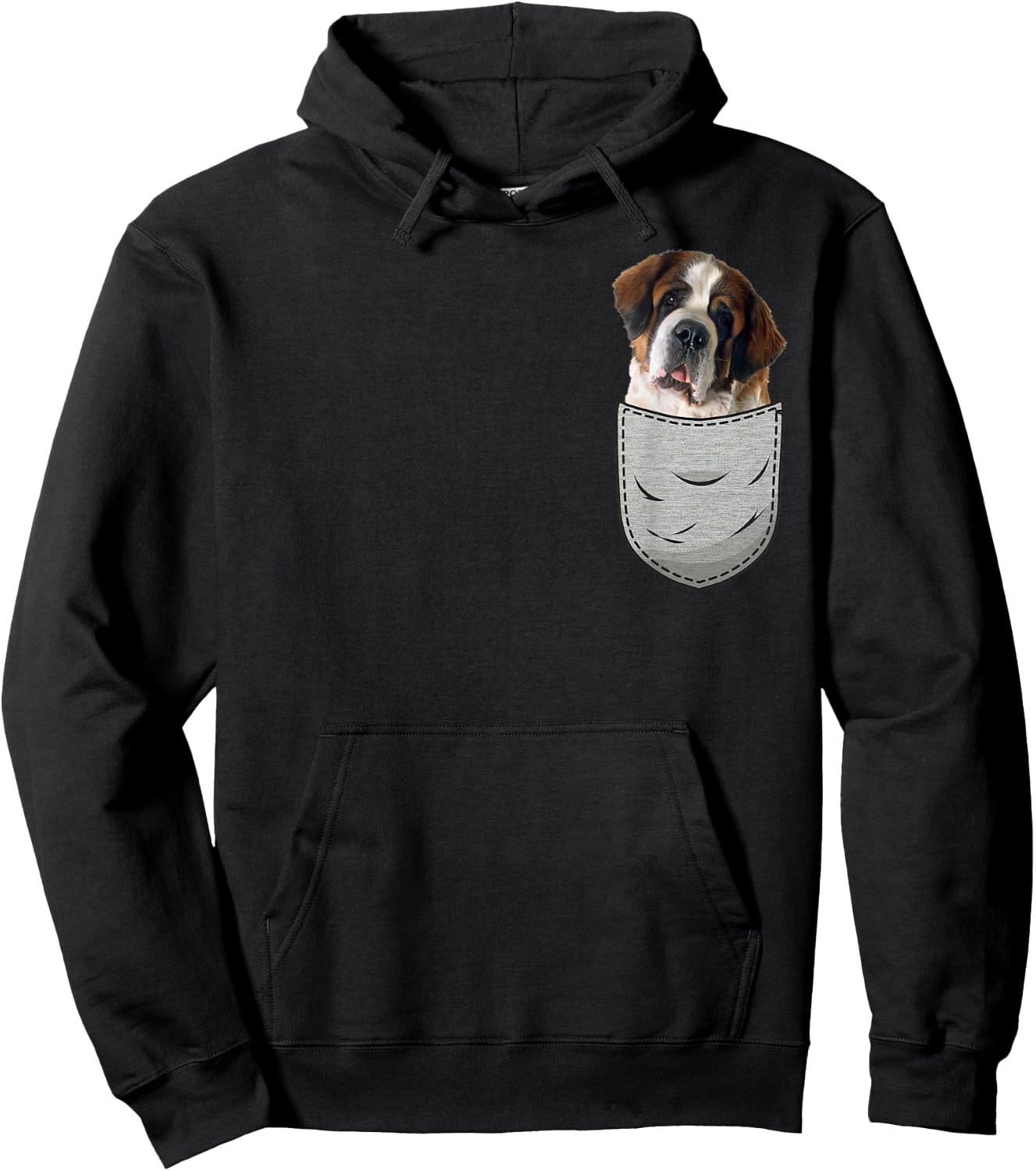 Cute Saint Bernard in the chest pocket Women Girls Kids Hoodie - Hoodie | Black