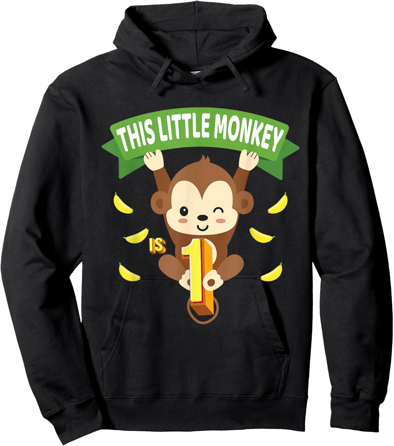 This Little Monkey Is 1 Years Old Kid 1st Birthday Monkeys Hoodie - Hoodie | Black