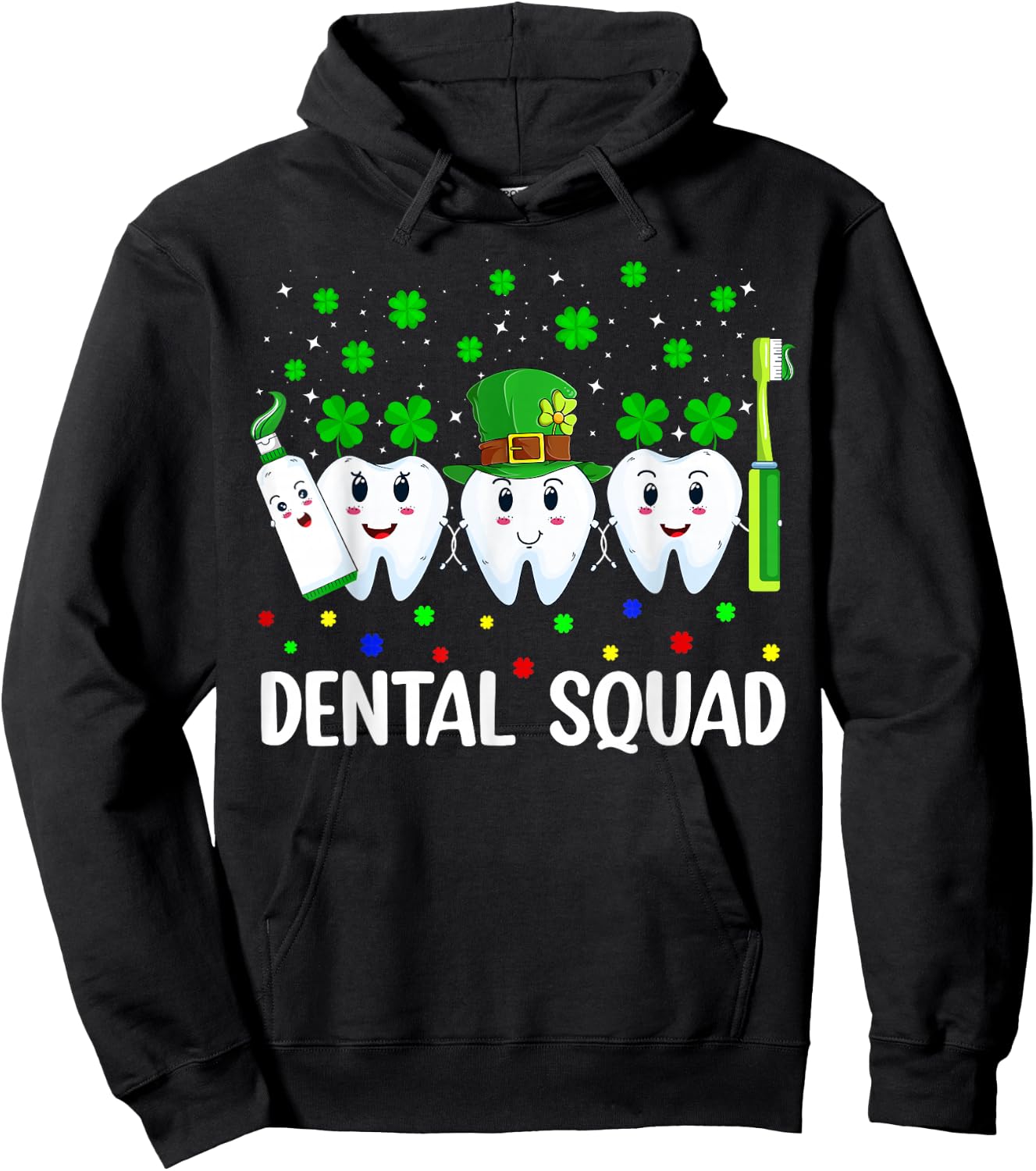 Dental Squad Irish Leprechaun Tooth Dentist St Patrick's Day Hoodie - Hoodie | Black