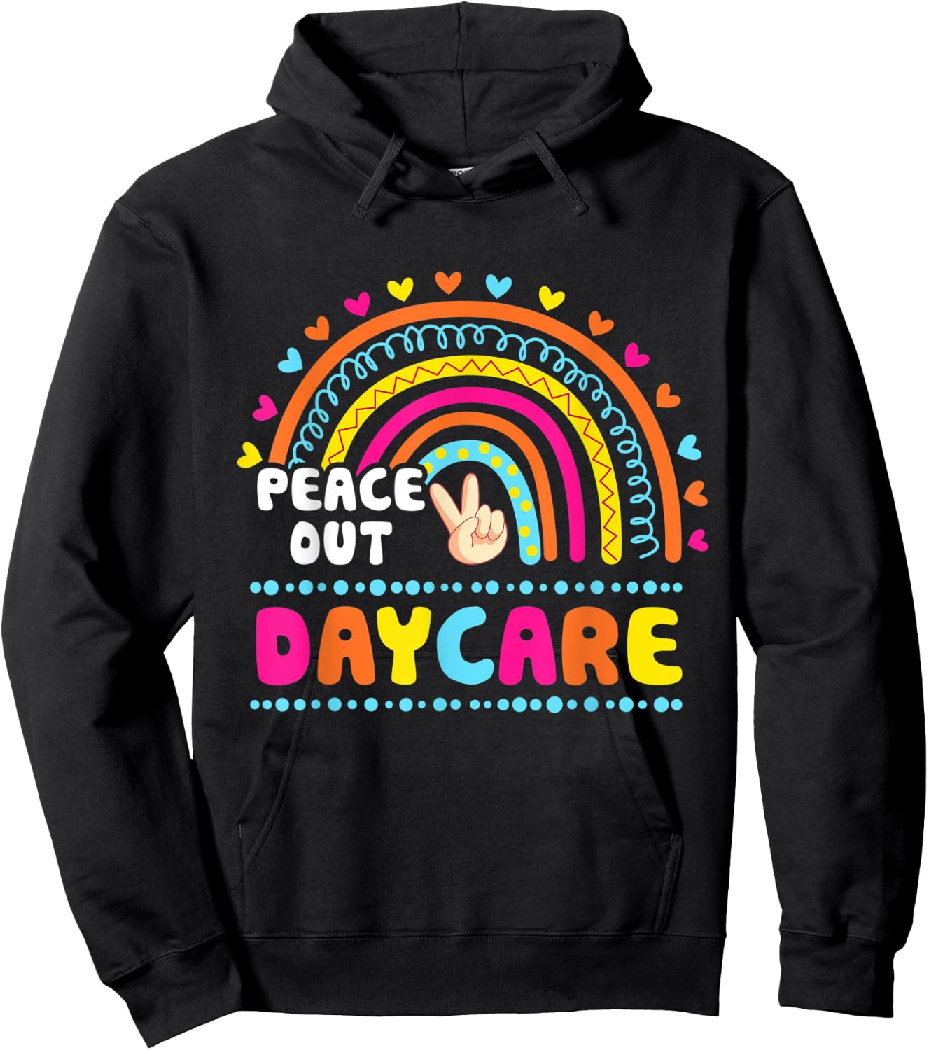 Peace Out Preschool Teacher Last Day Of School Cute Rainbow Women Kids Hoodie - Hoodie | Black