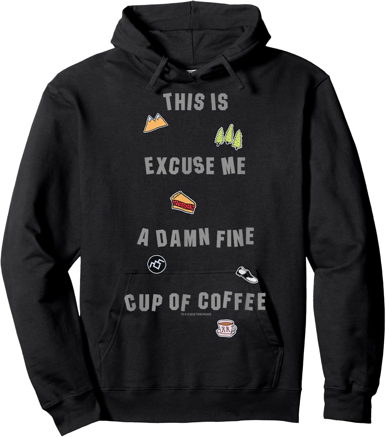 Twin Peaks A Fine Cup Of Coffee Sticker Text Graphic Hoodie - Hoodie | Black