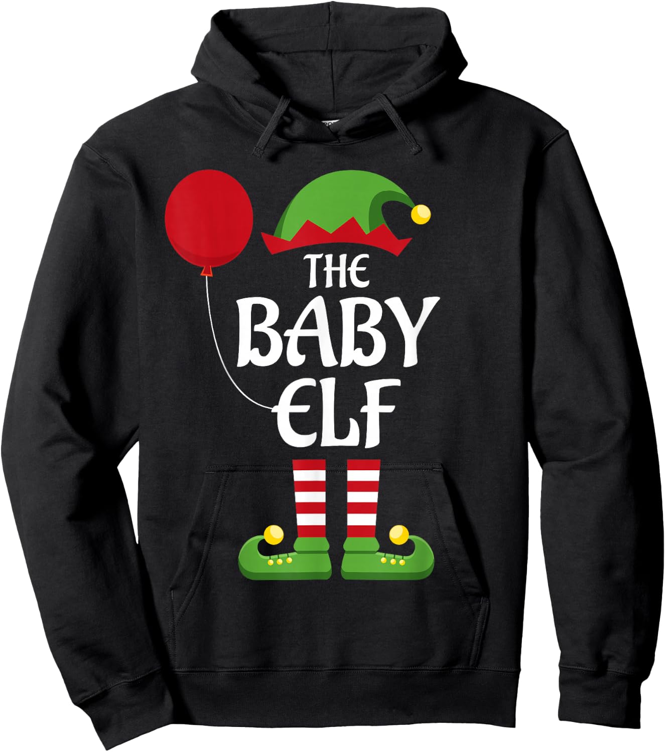 Baby Elf Family Matching Group Christmas Hoodie - Hoodie | Black