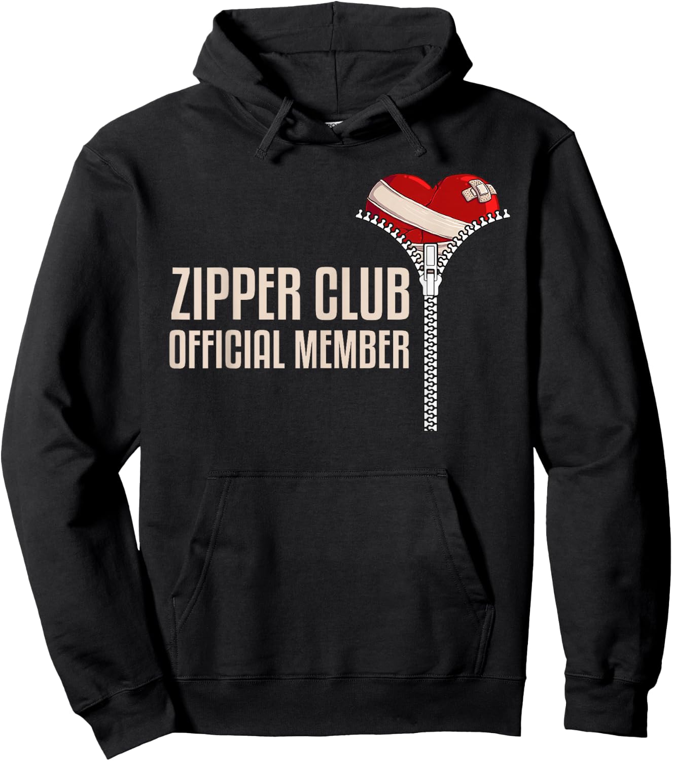 Cool Open Heart Surgery Art Men Women Zipper Club Recovery Small Hoodie - Hoodie | Black