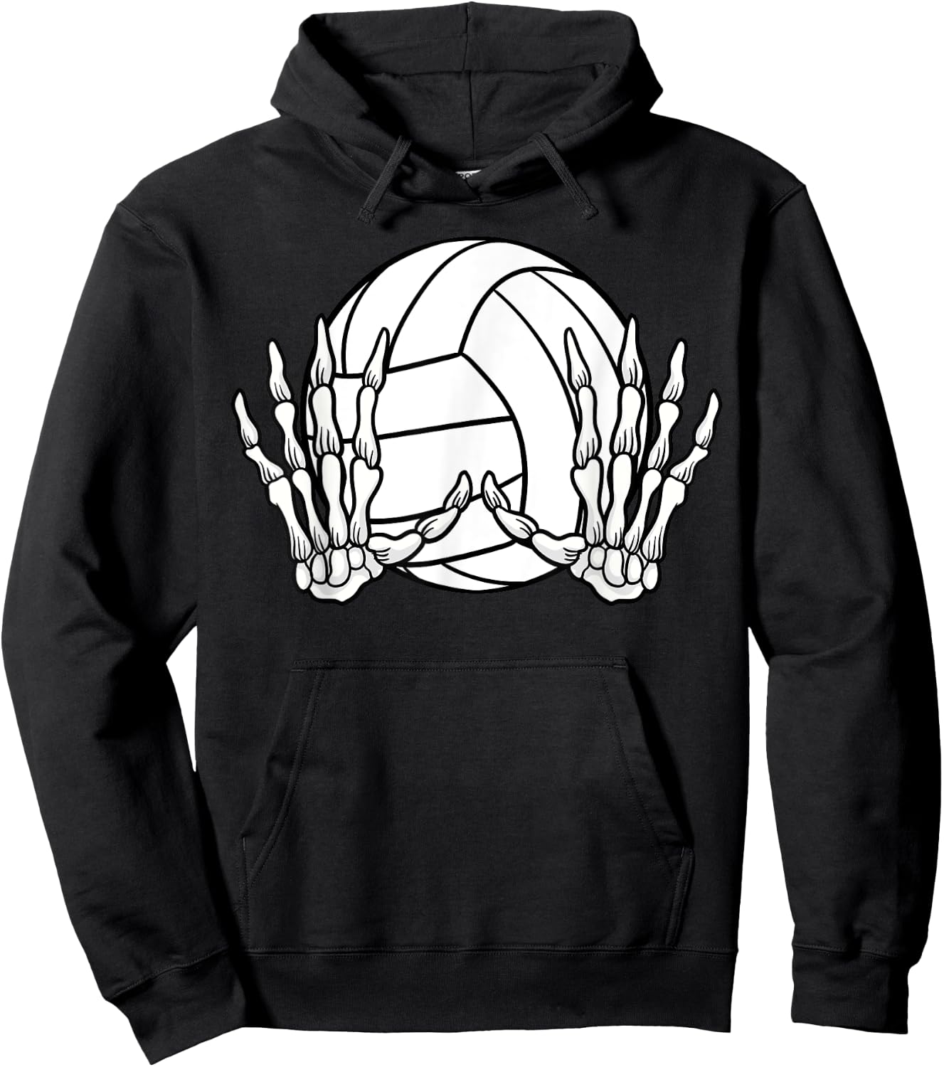 Volleyball Sport Halloween Skeleton Hand Hoodie - Hoodie | Black