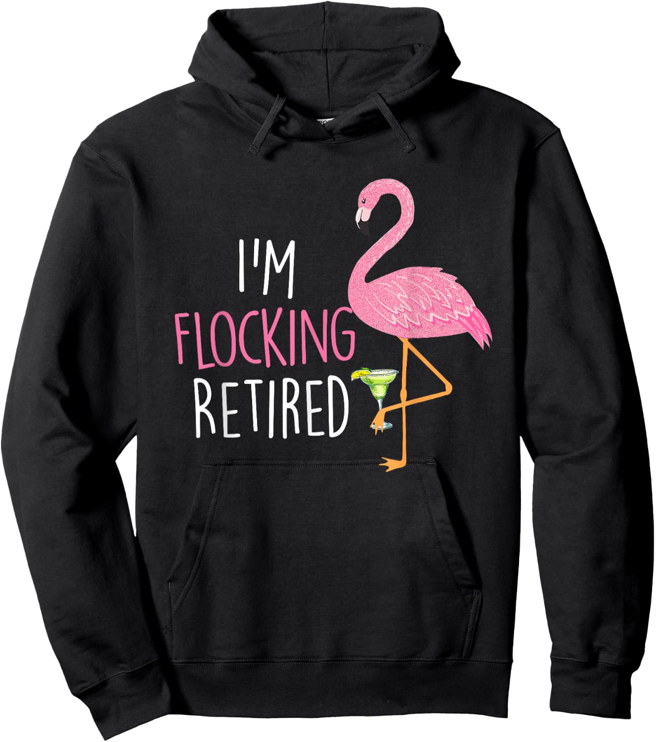 Retired Flamingo Lover Funny Retirement Party Drinking Wine Hoodie - Hoodie | Black