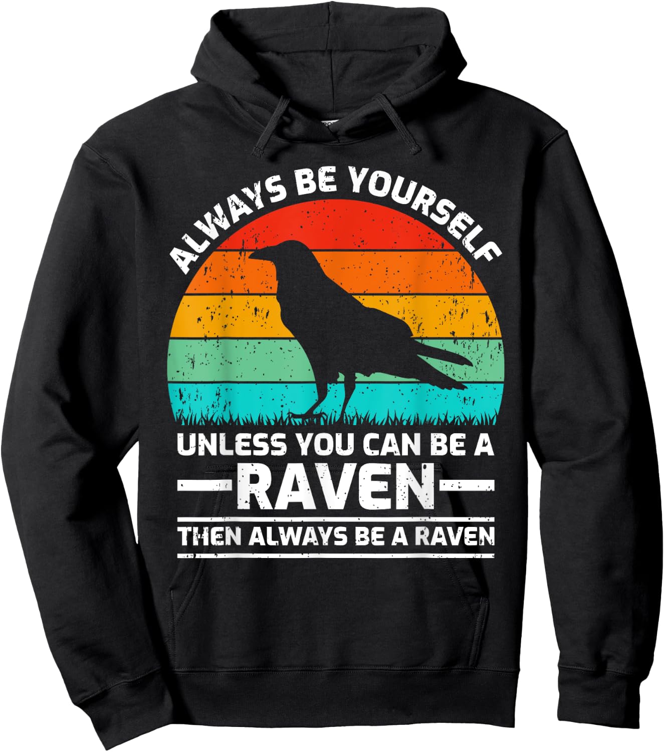 Vintage Raven Bird Lover Retro Cute Raven Hoodie - Hoodie | Black