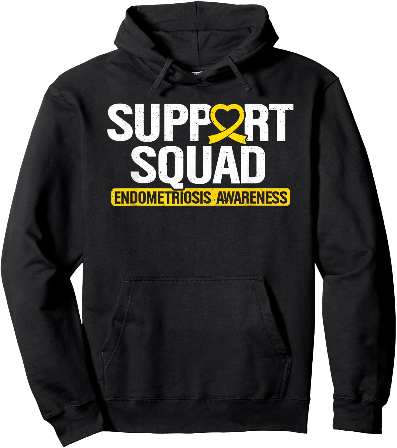 Endometriosis Support Squad Yellow Ribbon Endo Warrior Hoodie - Hoodie | Black
