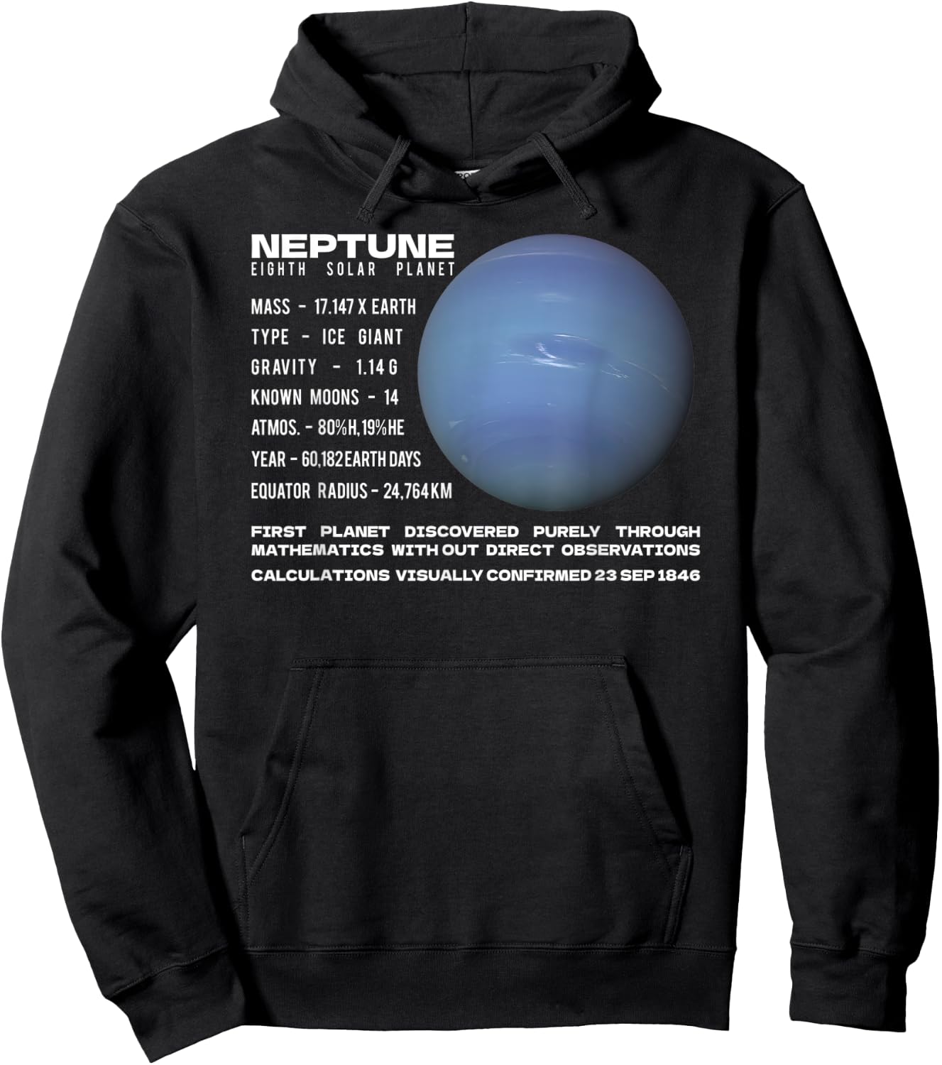 Neptune Planet Facts Space Explorer Astronomy Infographic Hoodie - Hoodie | Black