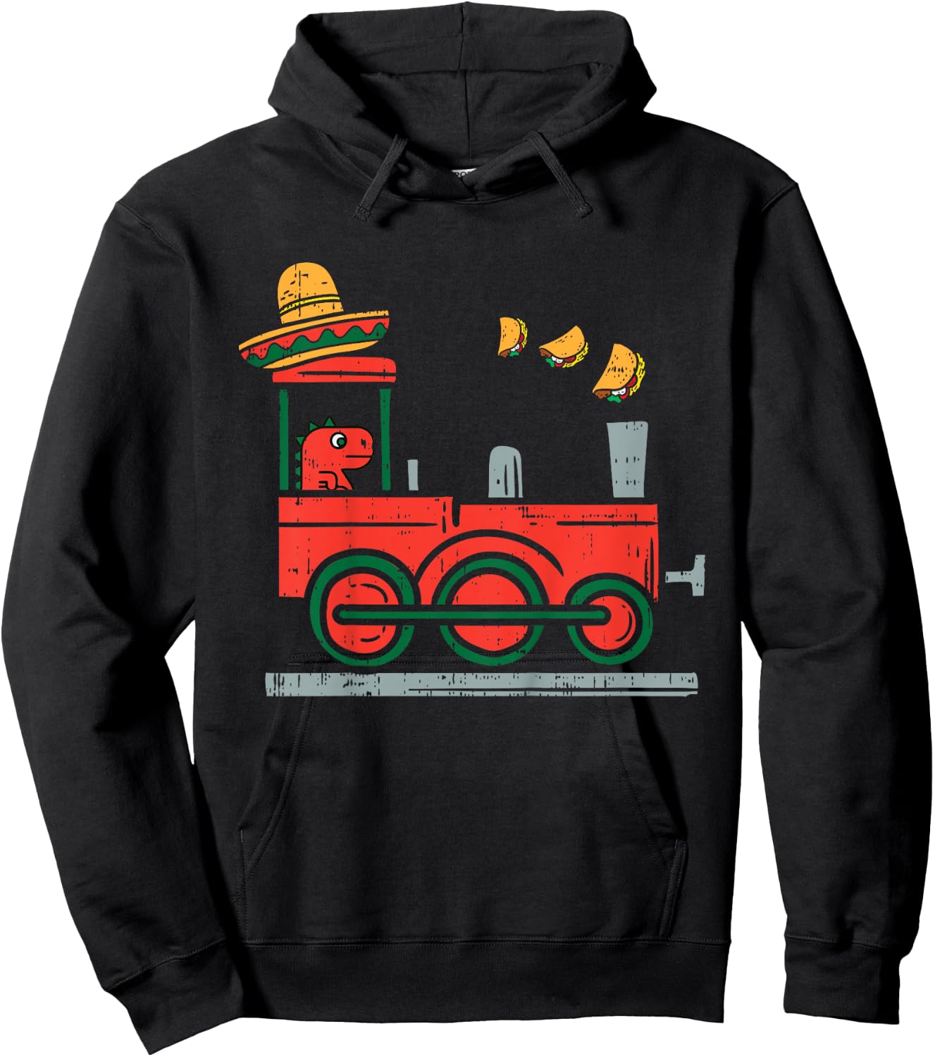 Kids Mexican Dino Train Tacos Toddler Boys Cinco De Mayo Kids Hoodie - Hoodie | Black