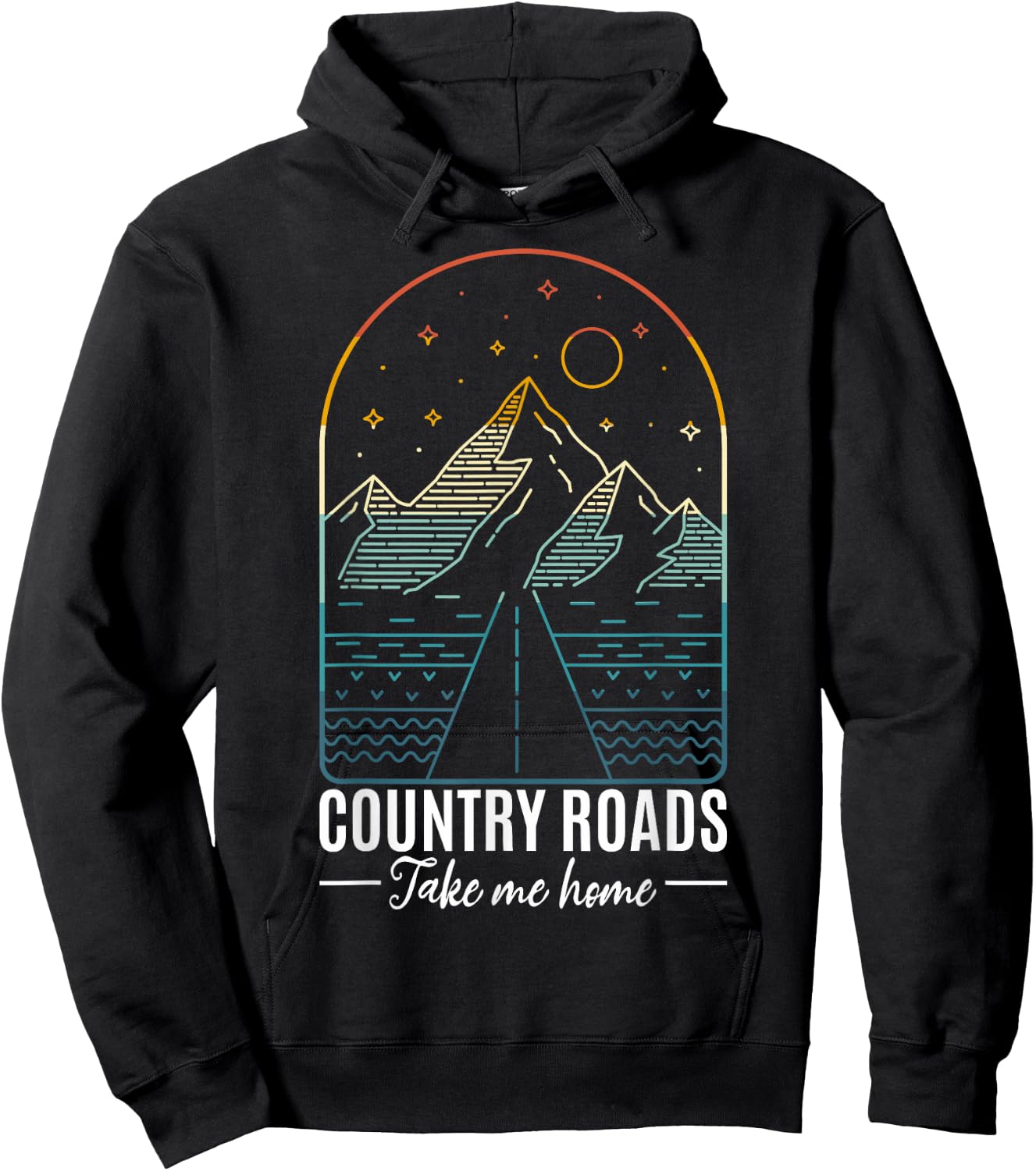 Country Roads Take Me Home Country Roads Retro Country Hoodie - Hoodie | Black
