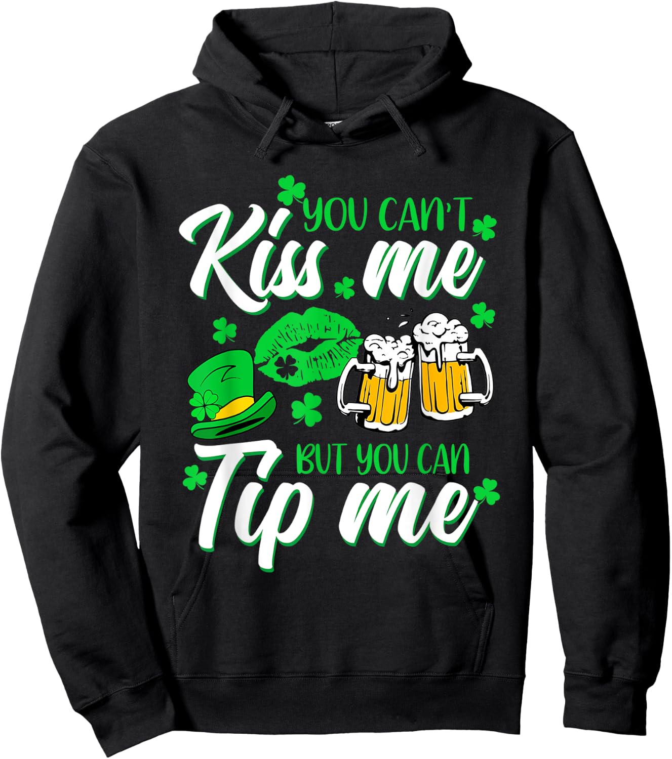 St Patrick's Day Lucky Shamrock Waitress Bartender Waiter Hoodie - Hoodie | Black