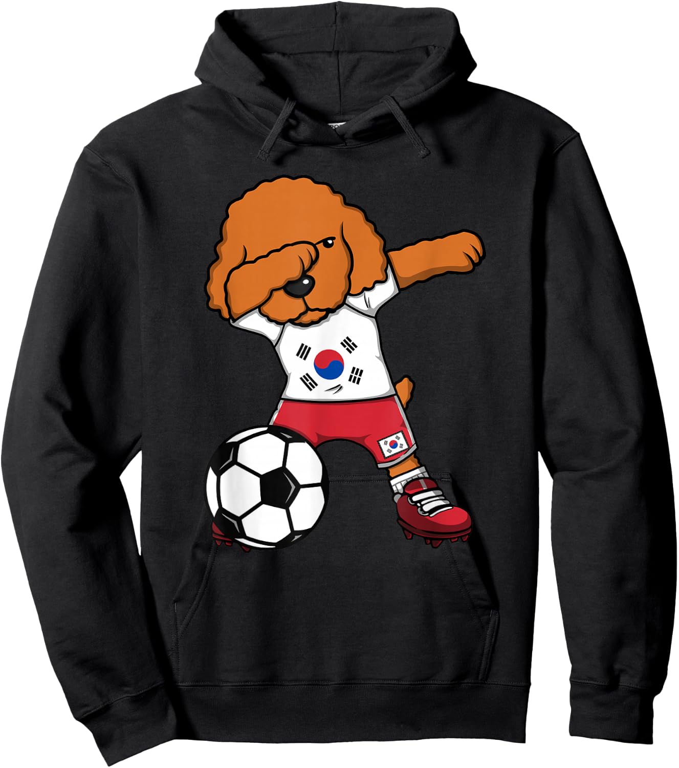 Dabbing Poodle Dog South Korea Soccer Fans Jersey Football Men Women Kids Hoodie - Hoodie | Black
