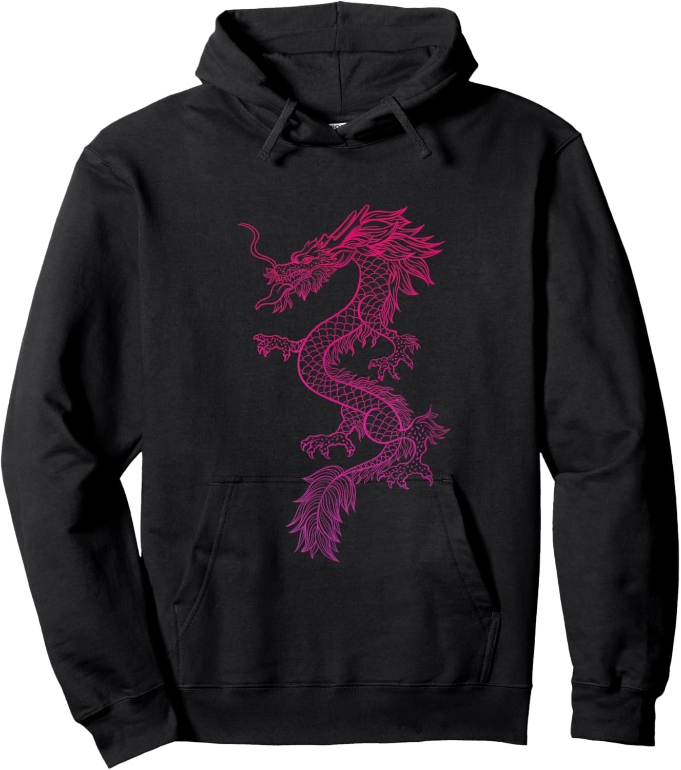 Red Japanese Dragon y2k Aesthetic Grunge 90s Chinese Dragon Hoodie - Hoodie | Black