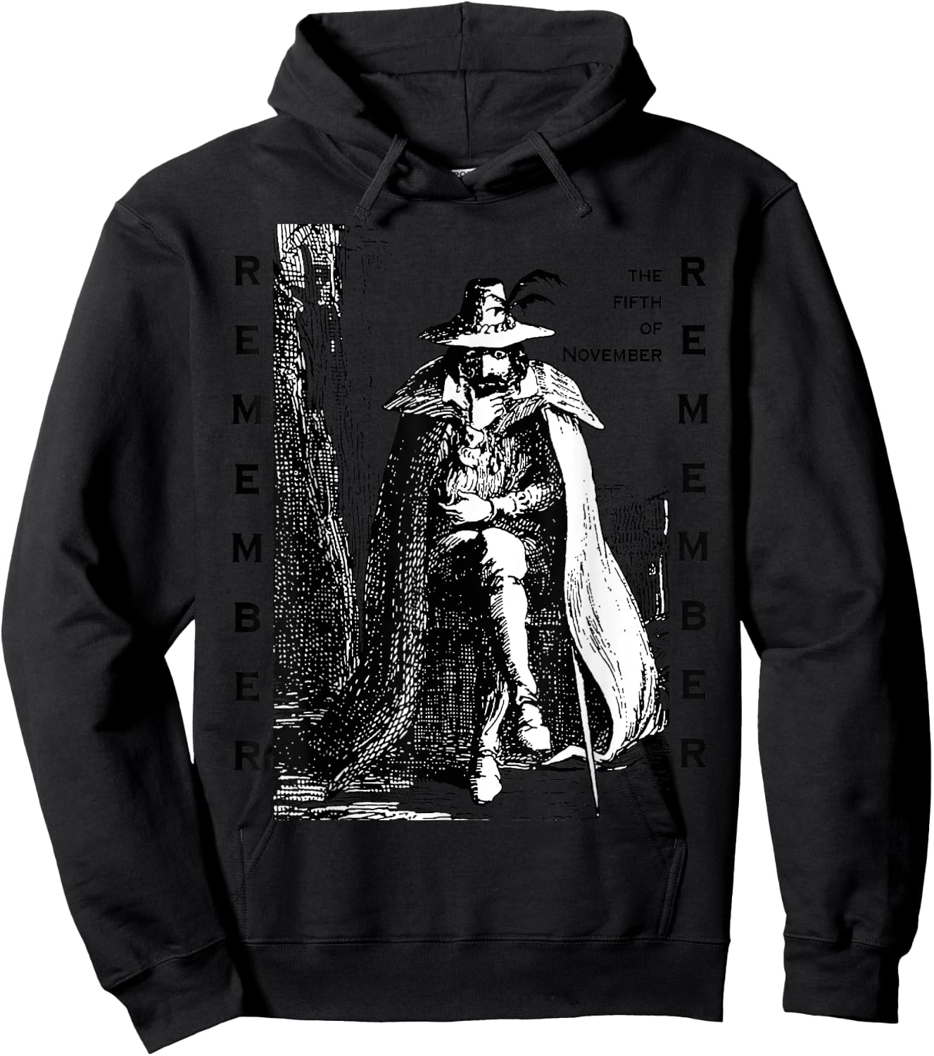 Remember Remember Guy Fawkes Day Vintage Illustration Hoodie - Hoodie | Black