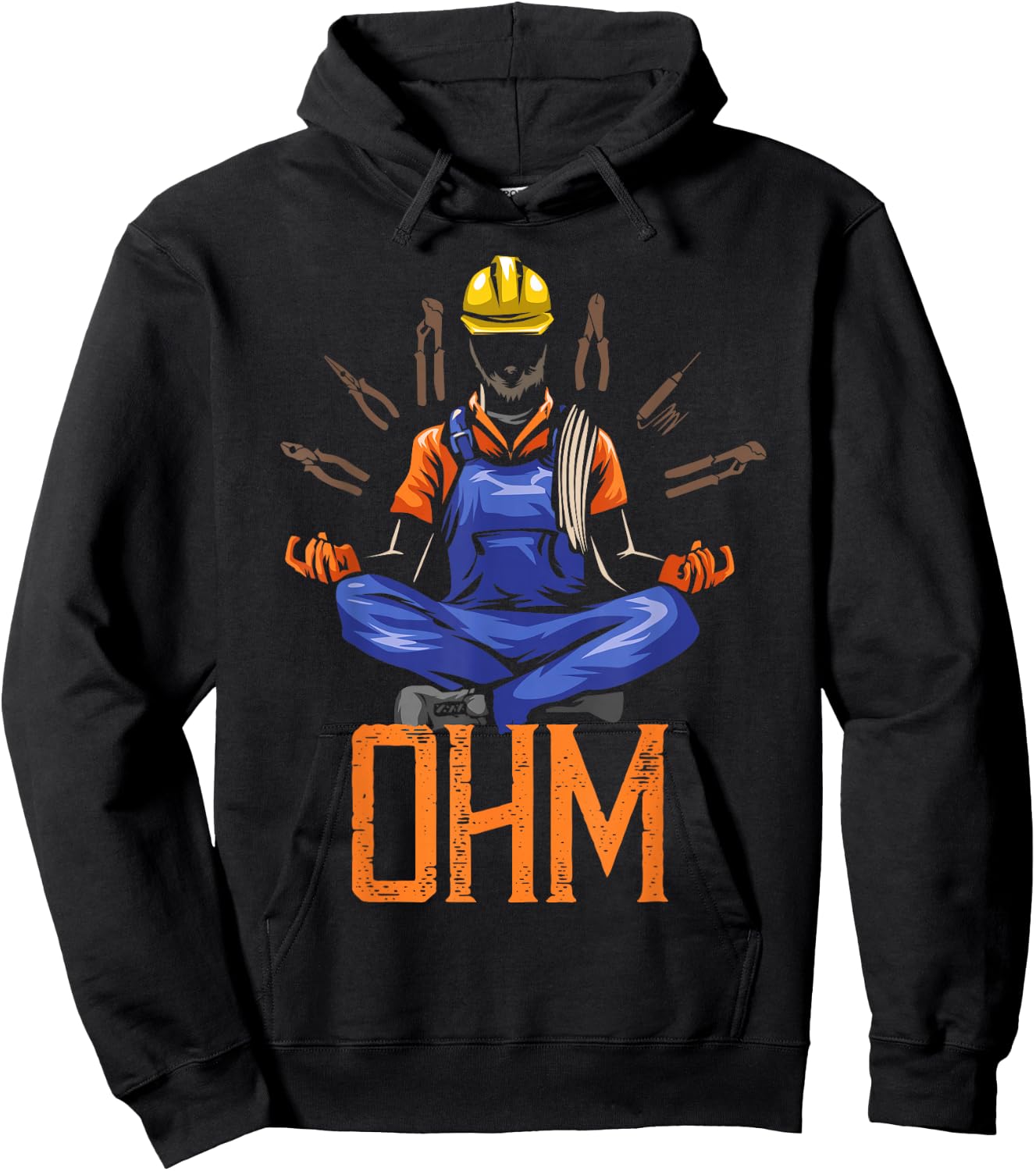 Ohm Meditating Funny Electrician Quote Hoodie - Hoodie | Black