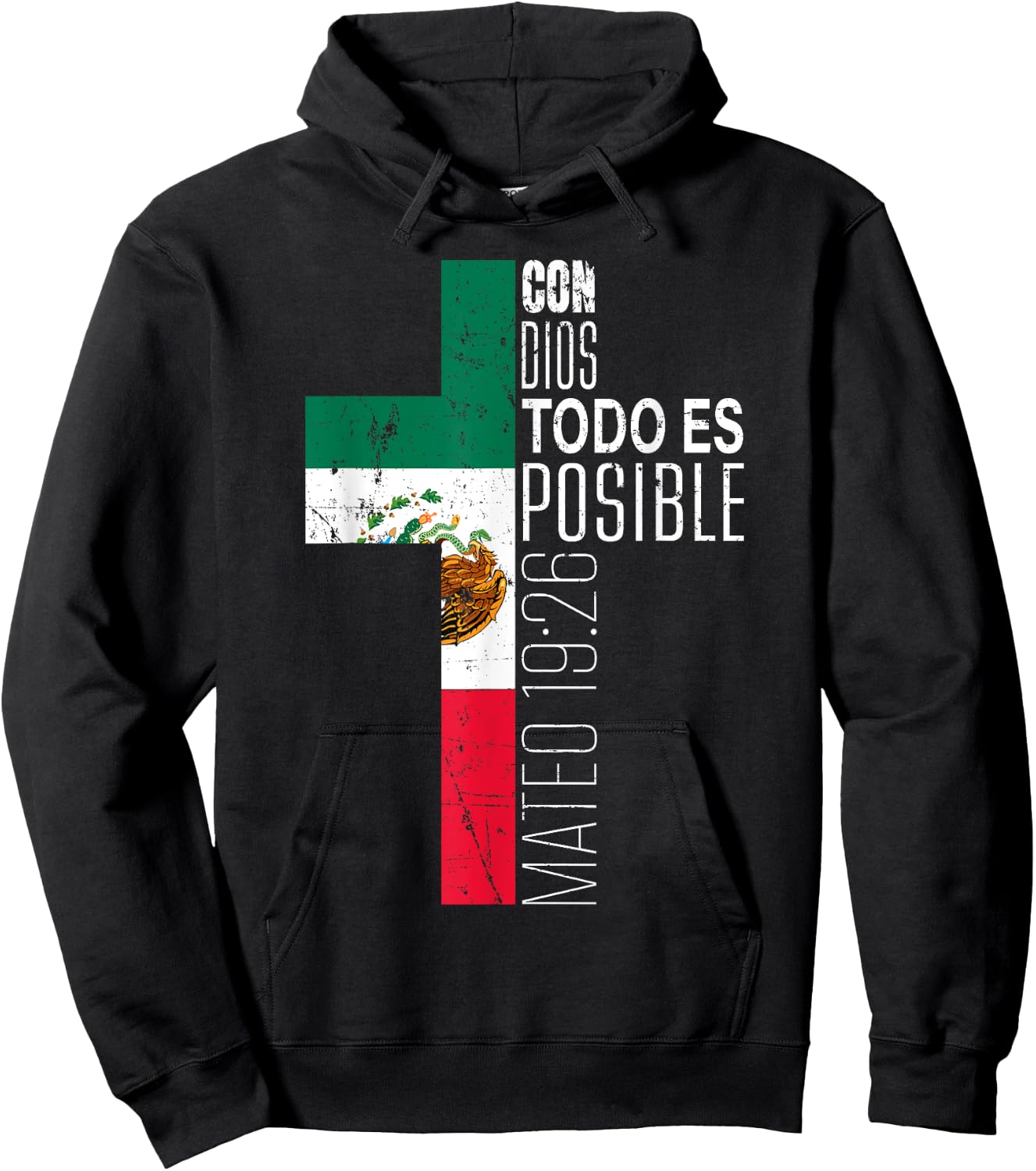 Vintage Christian Spanish Gifts Women Men Kids Mexican Flag Hoodie - Hoodie | Black