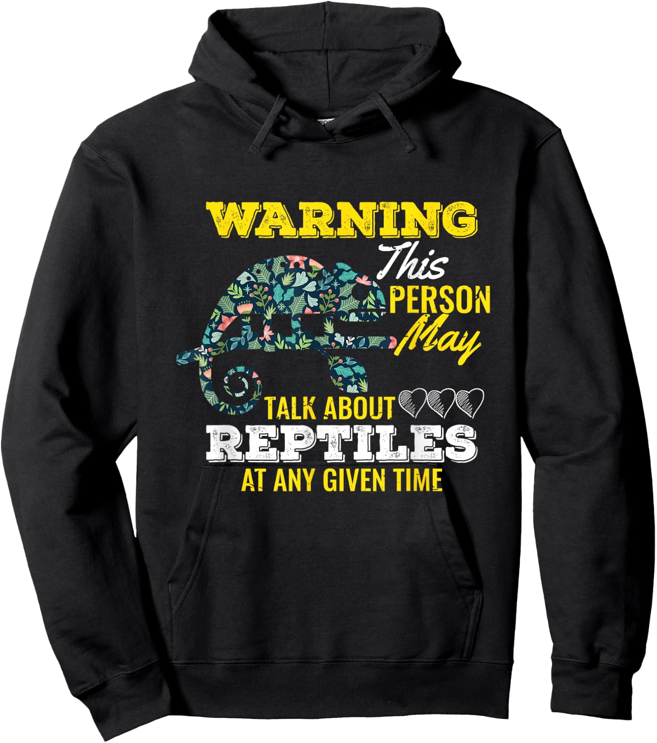 UAB KIDKIS Funny Reptile Lover - -Adults/Kids, Black, Short Sleeve, Small Hoodie - Hoodie | Black