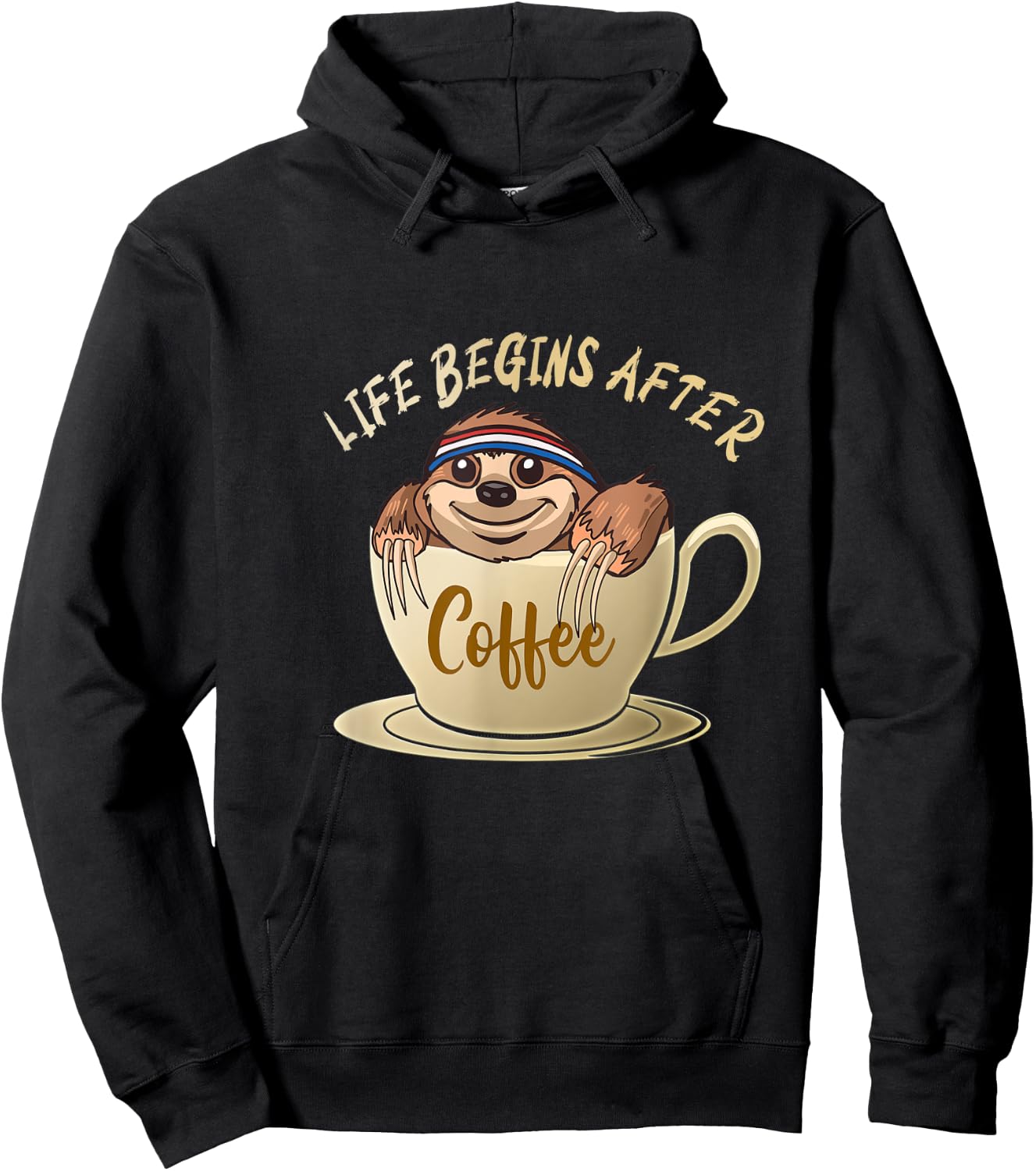 Sloth Life Begins After Coffee Hoodie - Hoodie | Black