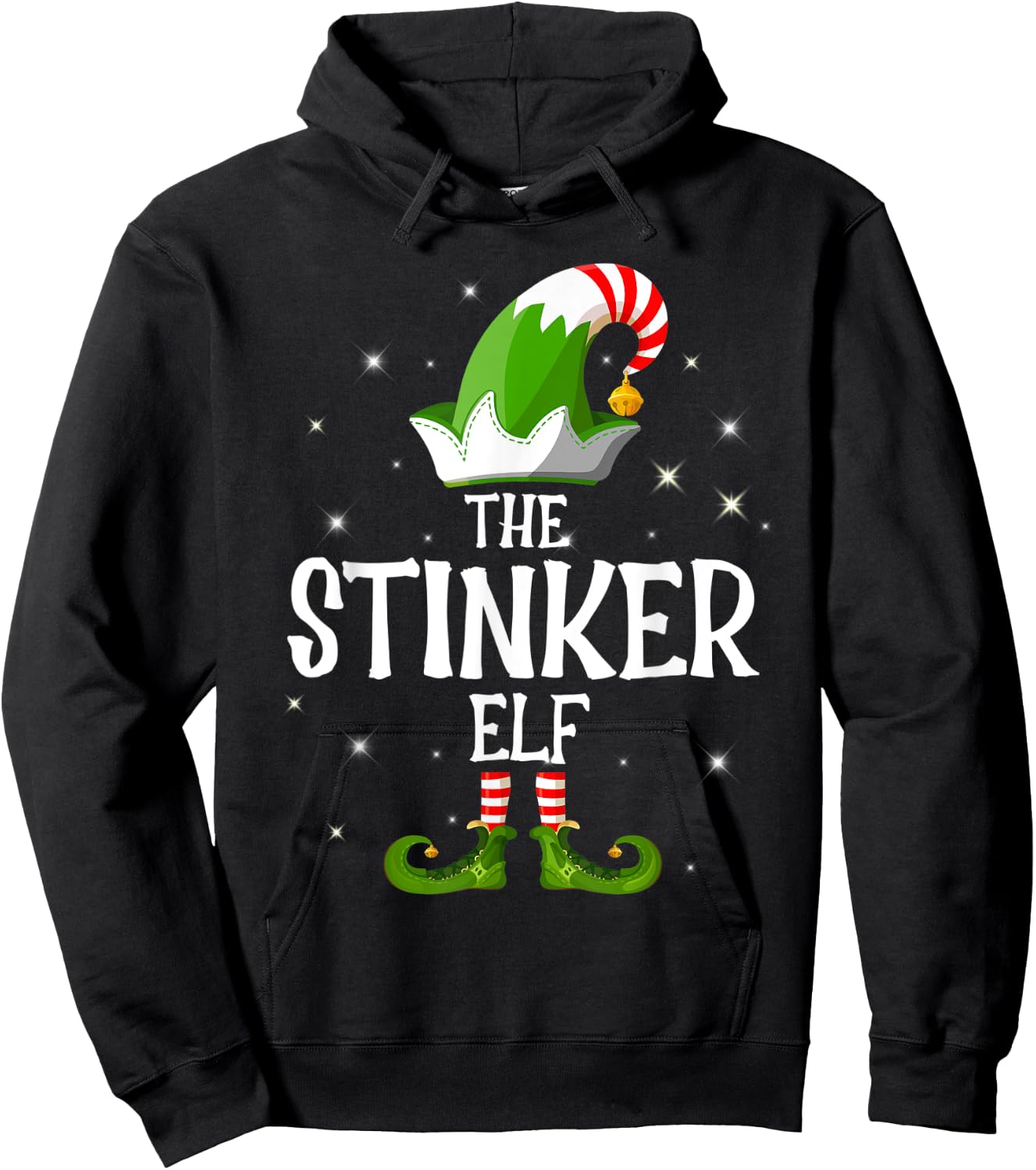 The Stinker Elf Family Matching Group Christmas Hoodie - Hoodie | Black