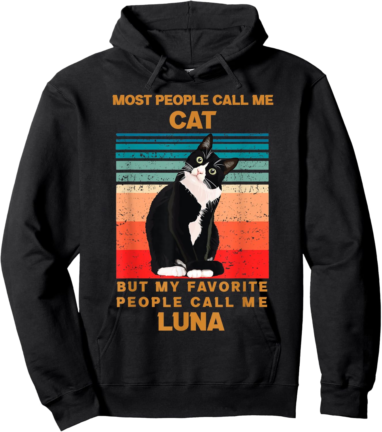 cat name Luna cute black cat my favorite people call Me Hoodie - Hoodie | Black