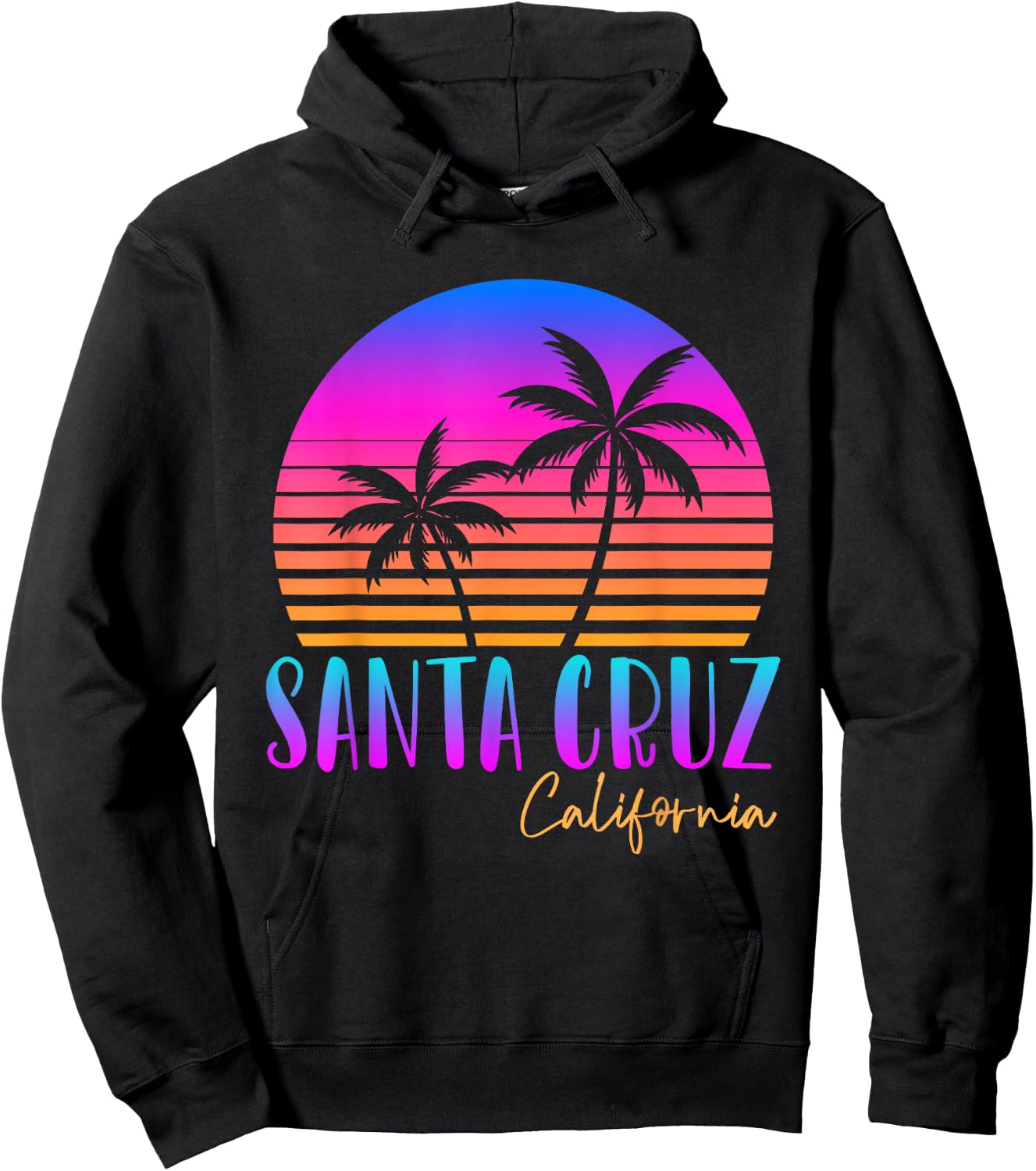 Santa Cruz California Summer Sun Palms Beach Hoodie - Hoodie | Black