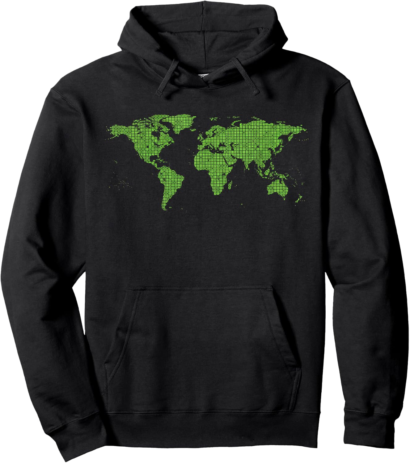 World Map Binary Pixel Map Stem Geek Tech Men Programmer Map Hoodie - Hoodie | Black
