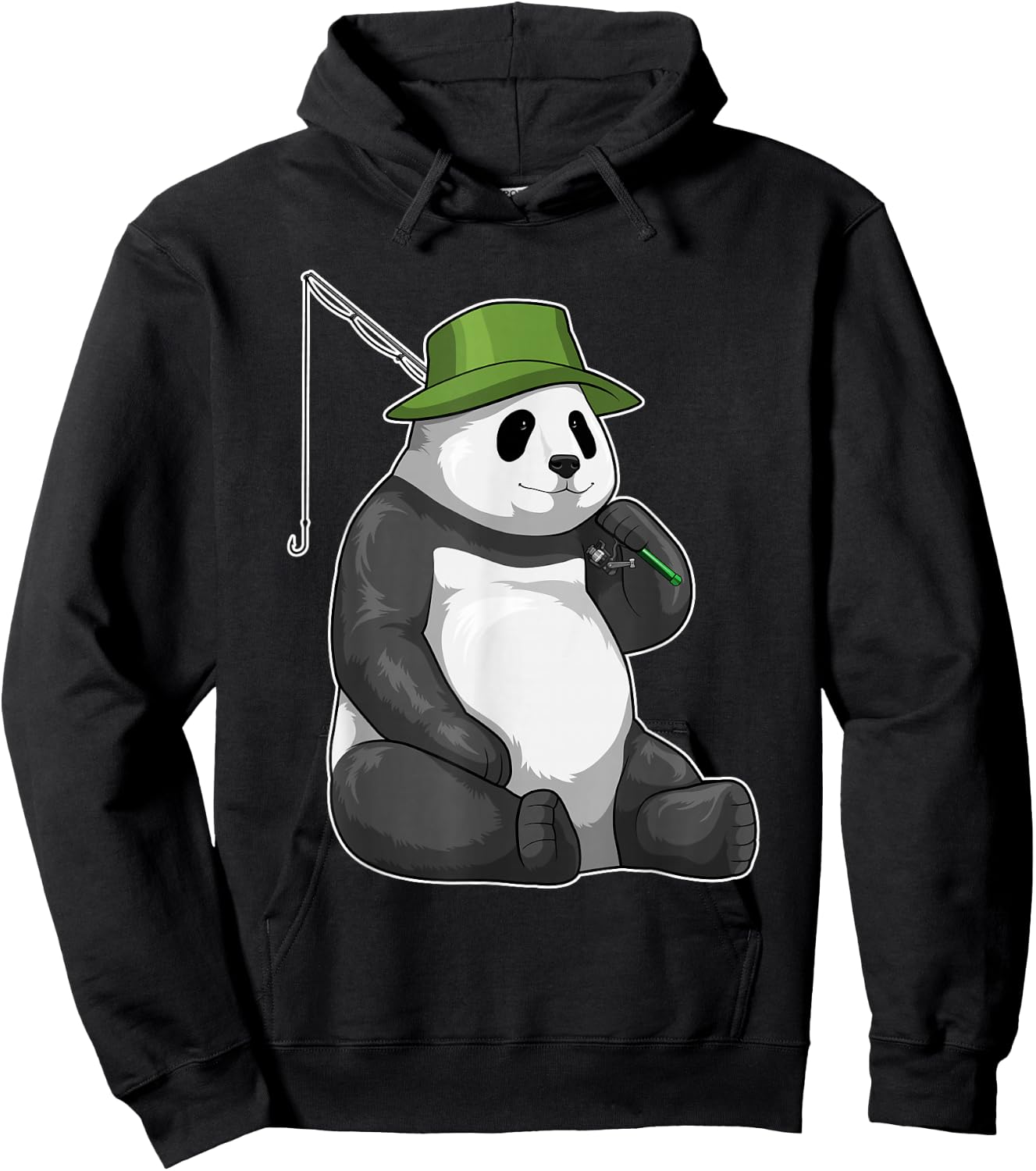 Panda Angler Fishing rod Fishing Hoodie - Hoodie | Black