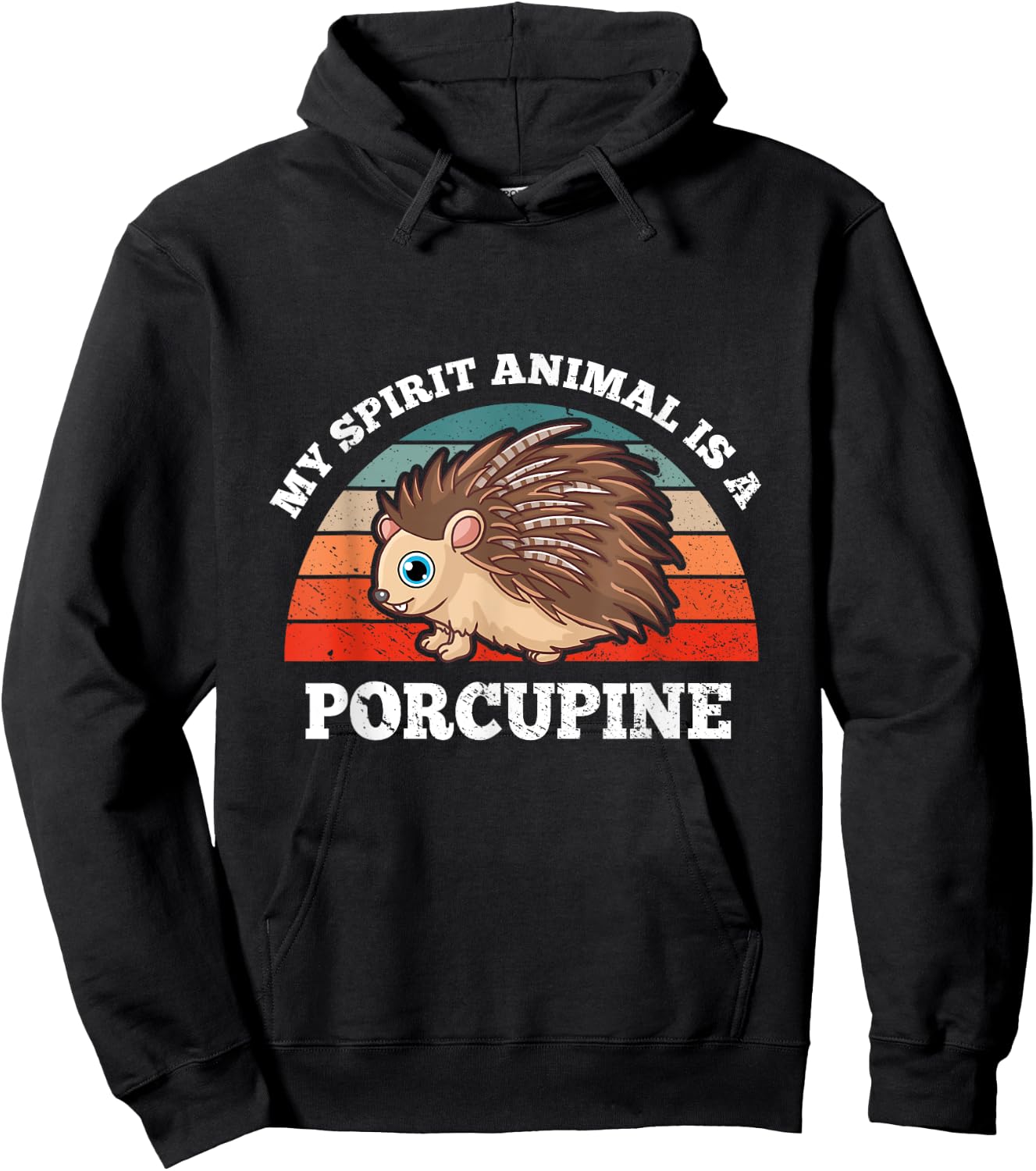 Retro Vintage My Spirit Animal Is A Porcupine Hoodie - Hoodie | Black