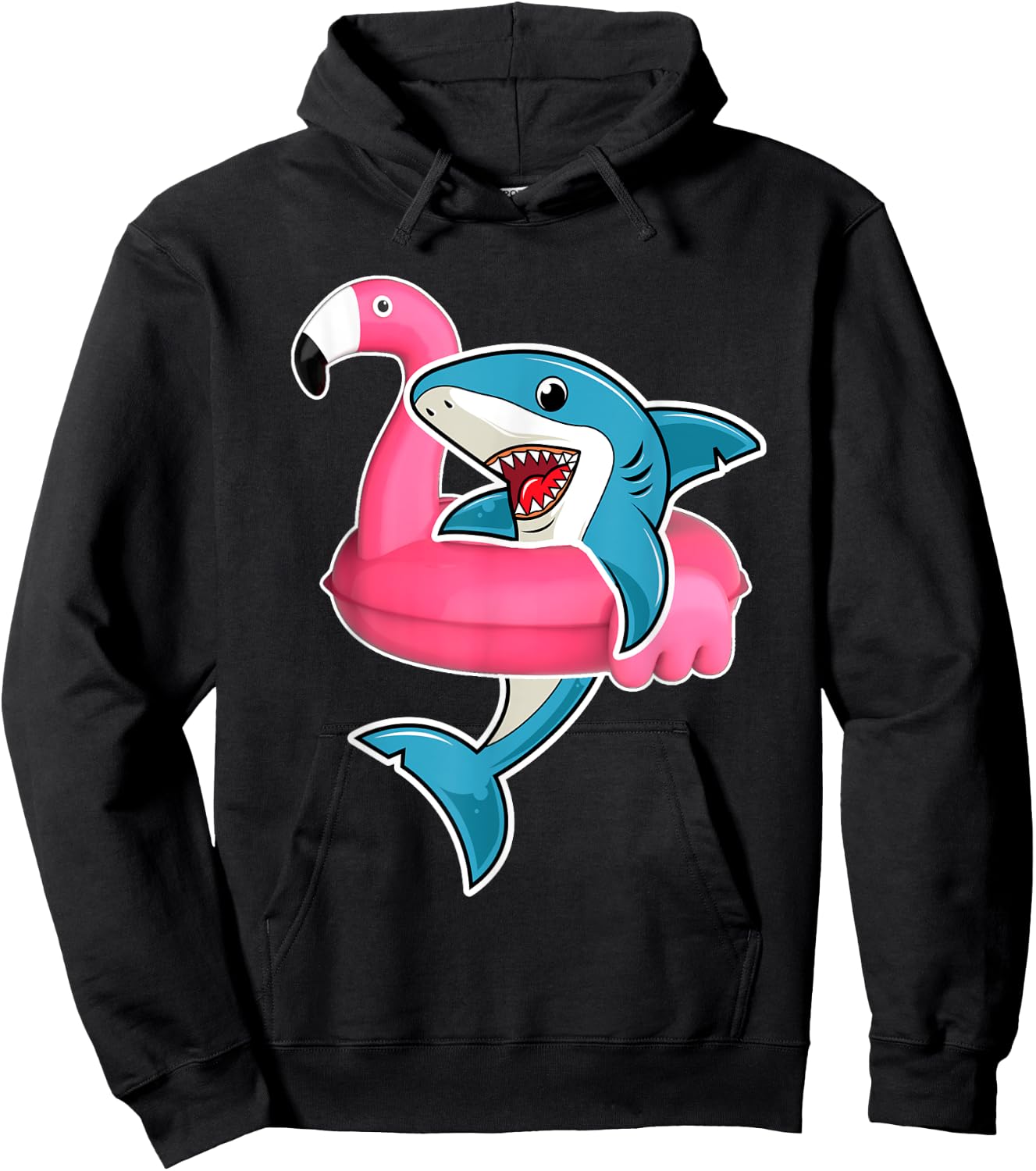 Funny Flamingo Float Summer Shark Floating Hoodie - Hoodie | Black