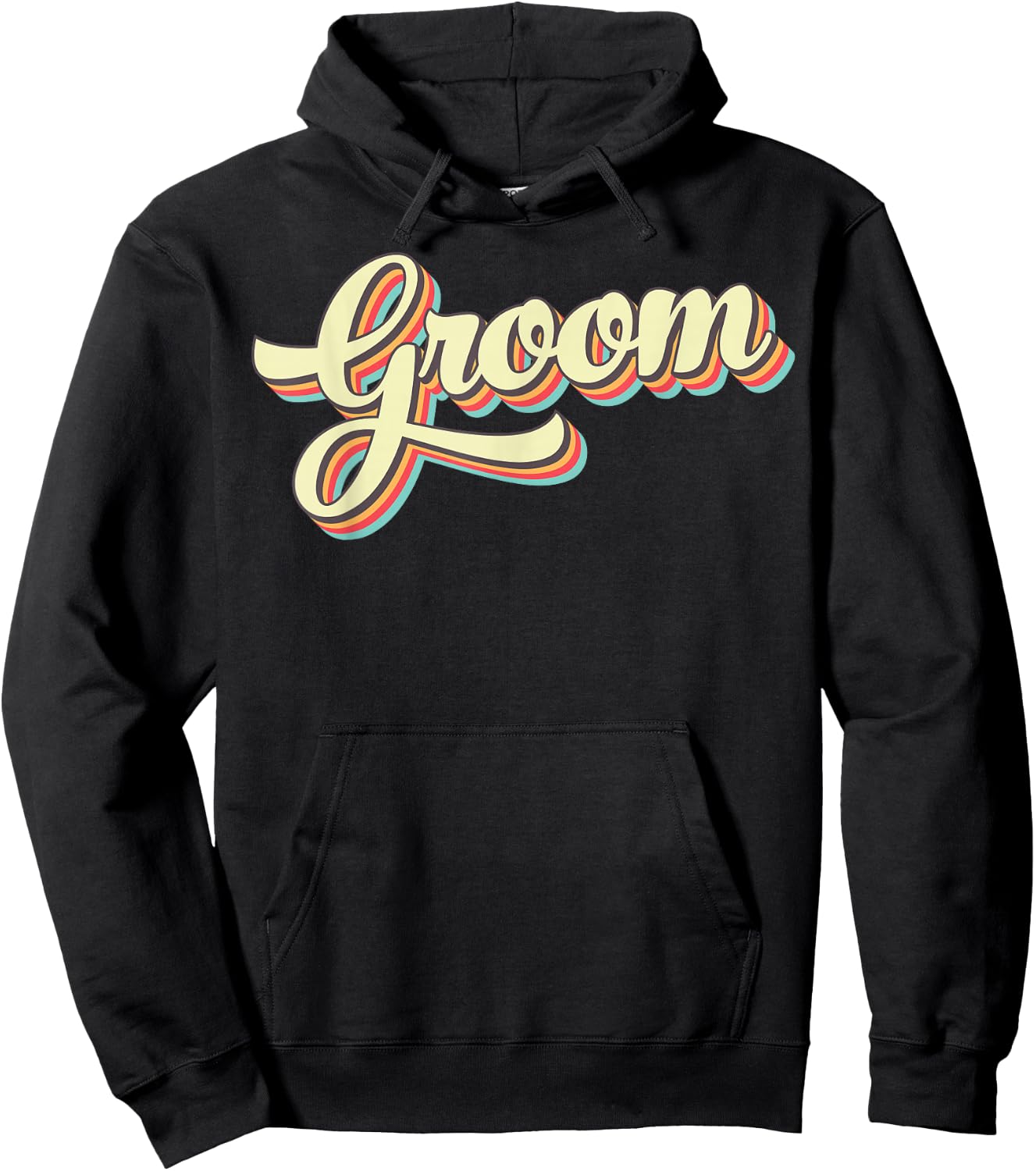 Groom Retro Art Baseball Font Vintage Hoodie - Hoodie | Black