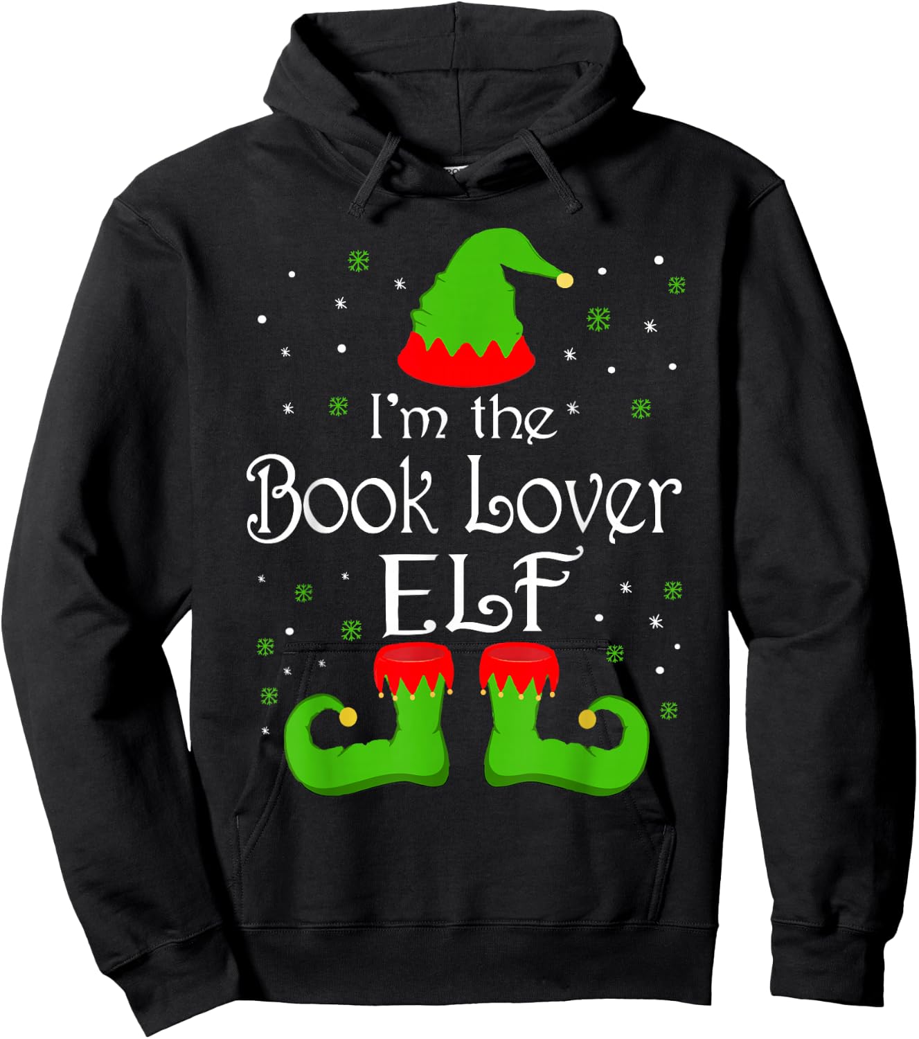 I'm The Book Lover Elf Christmas Books Reading Lover Gifts Hoodie - Hoodie | Black