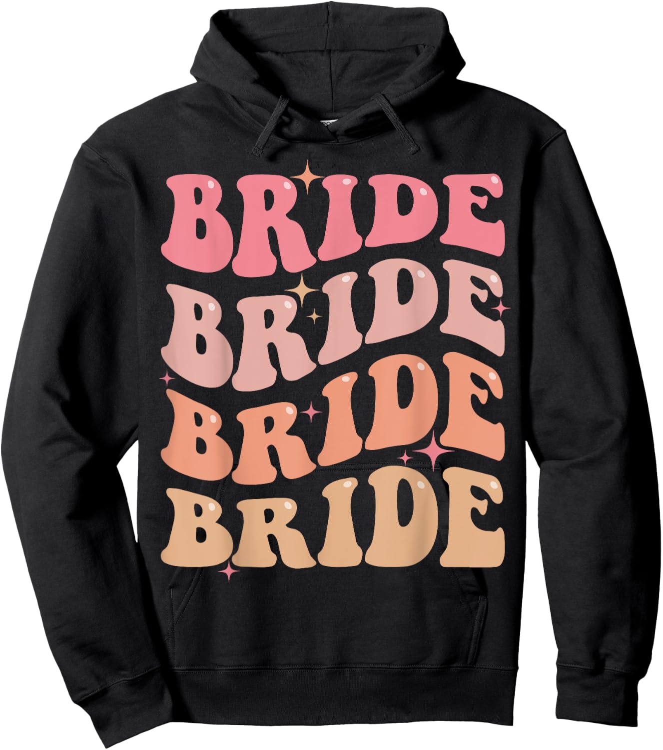 Retro Bride Groovy Theme Bridal Shower Bachelorette Party Hoodie - Hoodie | Black