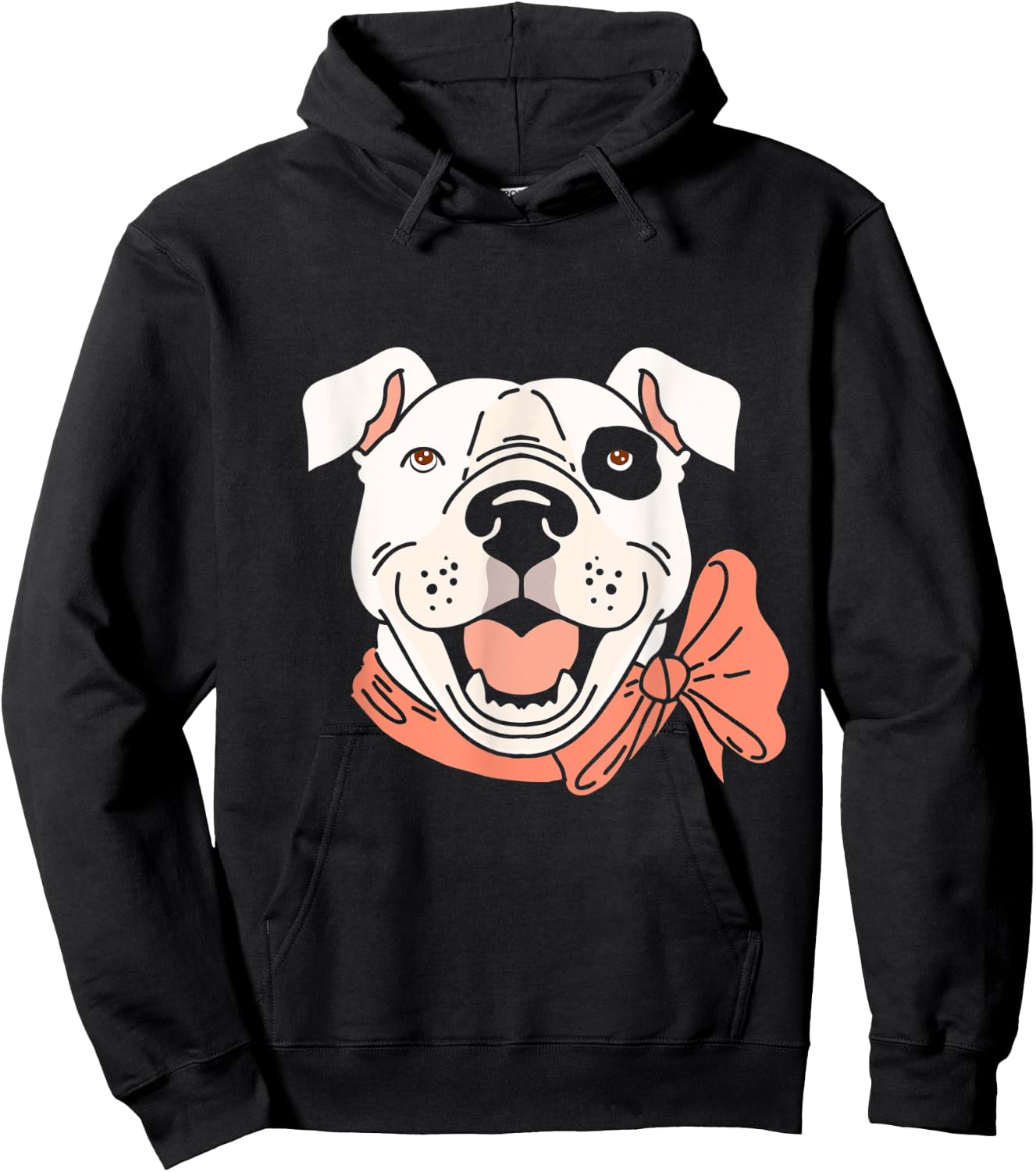White with a Black Stain on a Eye and Brown Eyes, Pitbull Hoodie - Hoodie | Black