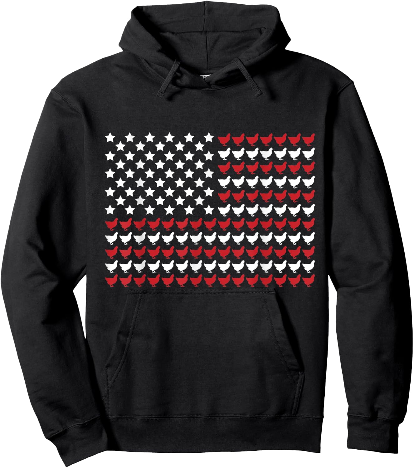 Chicken 4th of July Paw Print American Flag Women Kids Men Hoodie - Hoodie | Black