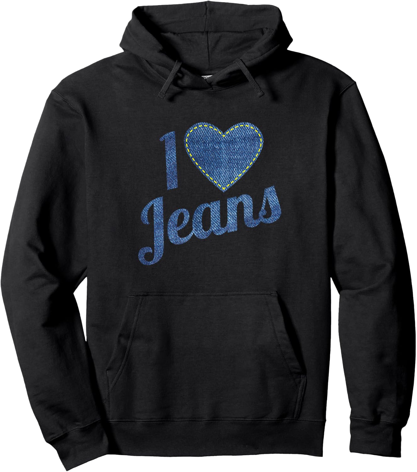 I love Jeans vintage Fashion Design with Seam Heart Hoodie - Hoodie | Black