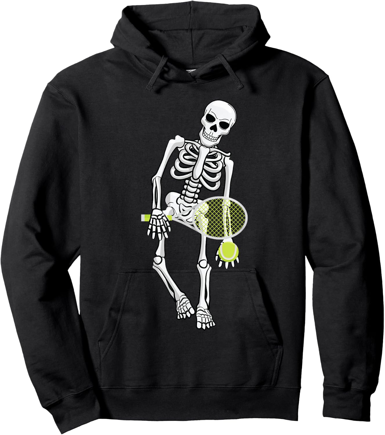 Skeleton Playing Tennis Lazy Halloween Costume Funny Sport Hoodie - Hoodie | Black