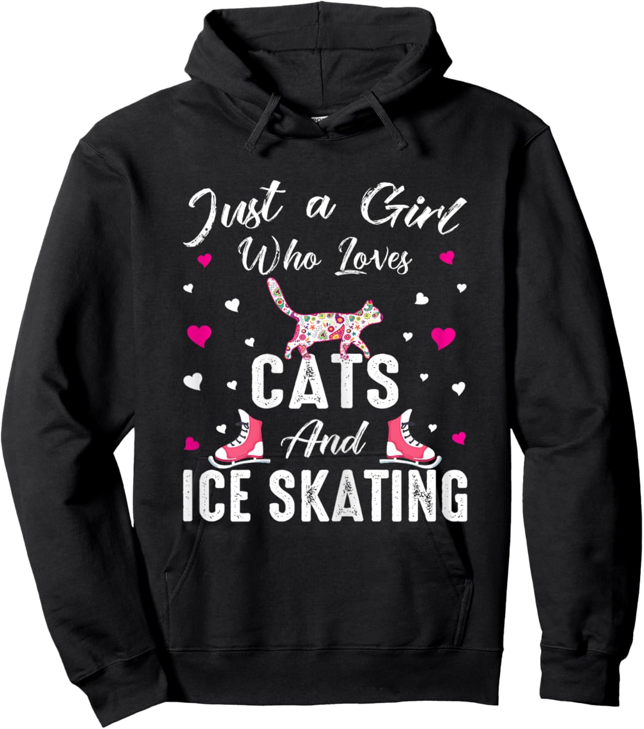 Just A Girl Who Loves Cats and Ice Skating Skate Girl Hoodie - Hoodie | Black