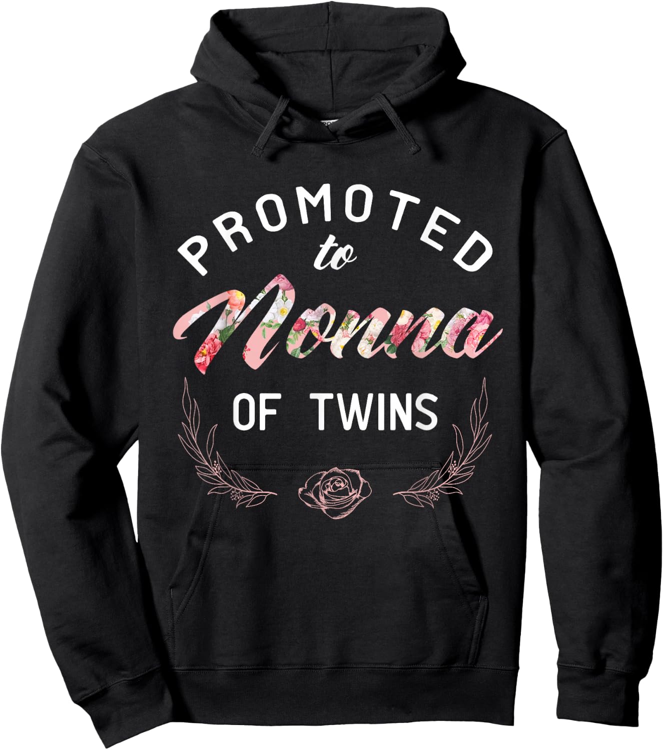 Promoted To Nonna Of Twins Hoodie - Hoodie | Black