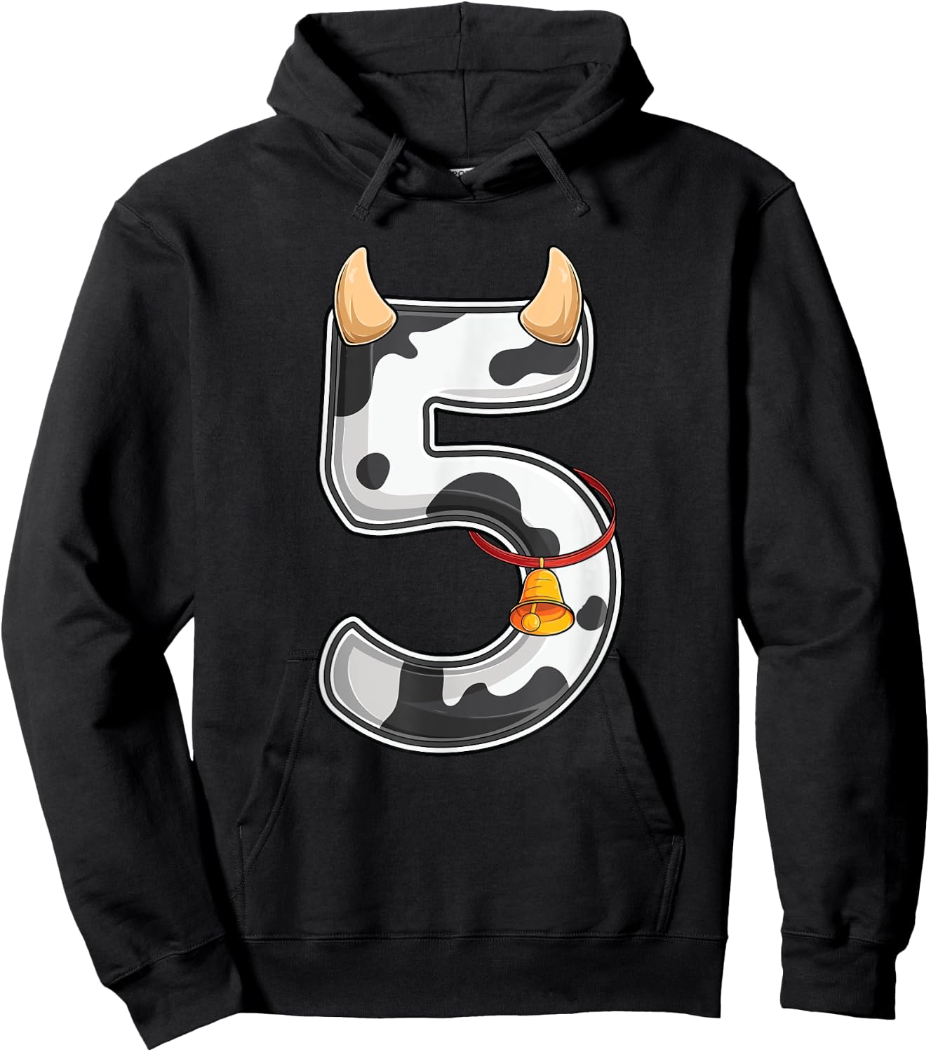 Cow Girl Boy Farmer Fifth 5th Birthday Five 5 Years Old Bday Hoodie - Hoodie | Black
