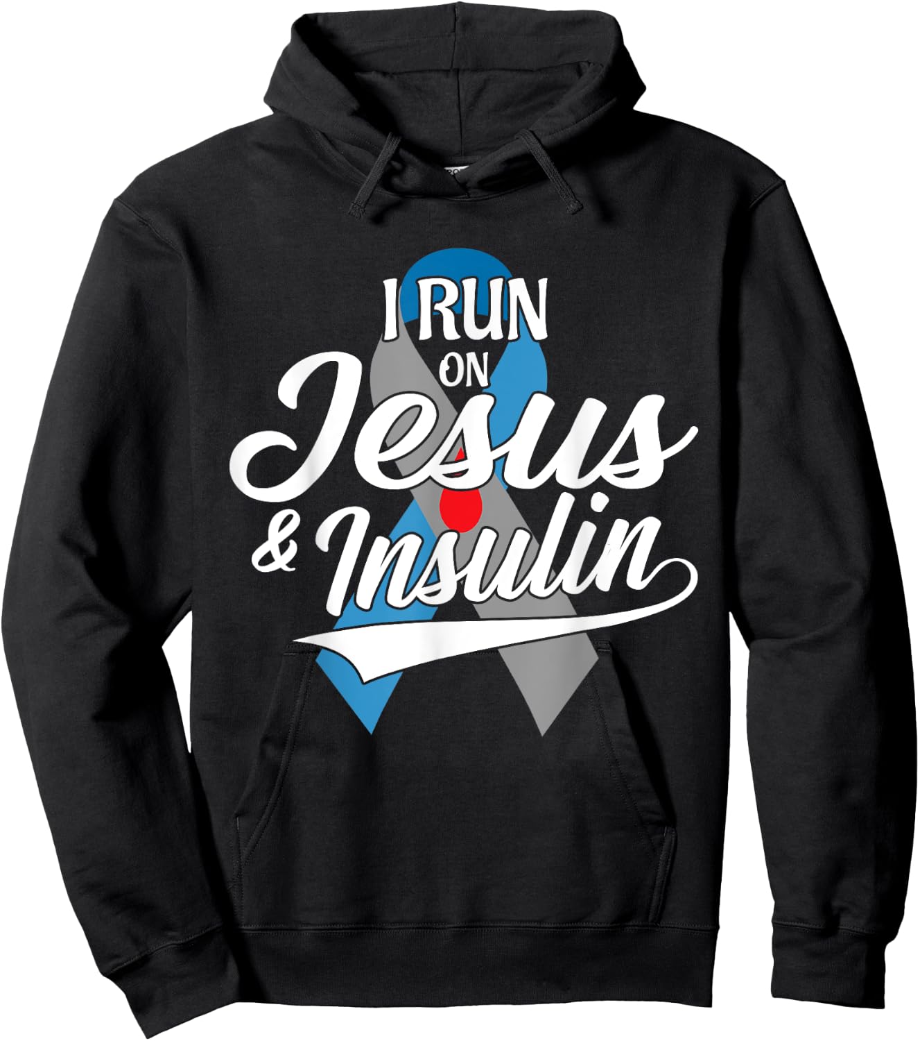 I Run On Jesus & Insulin Type One T1D Diabetes Awareness Day Hoodie - Hoodie | Black