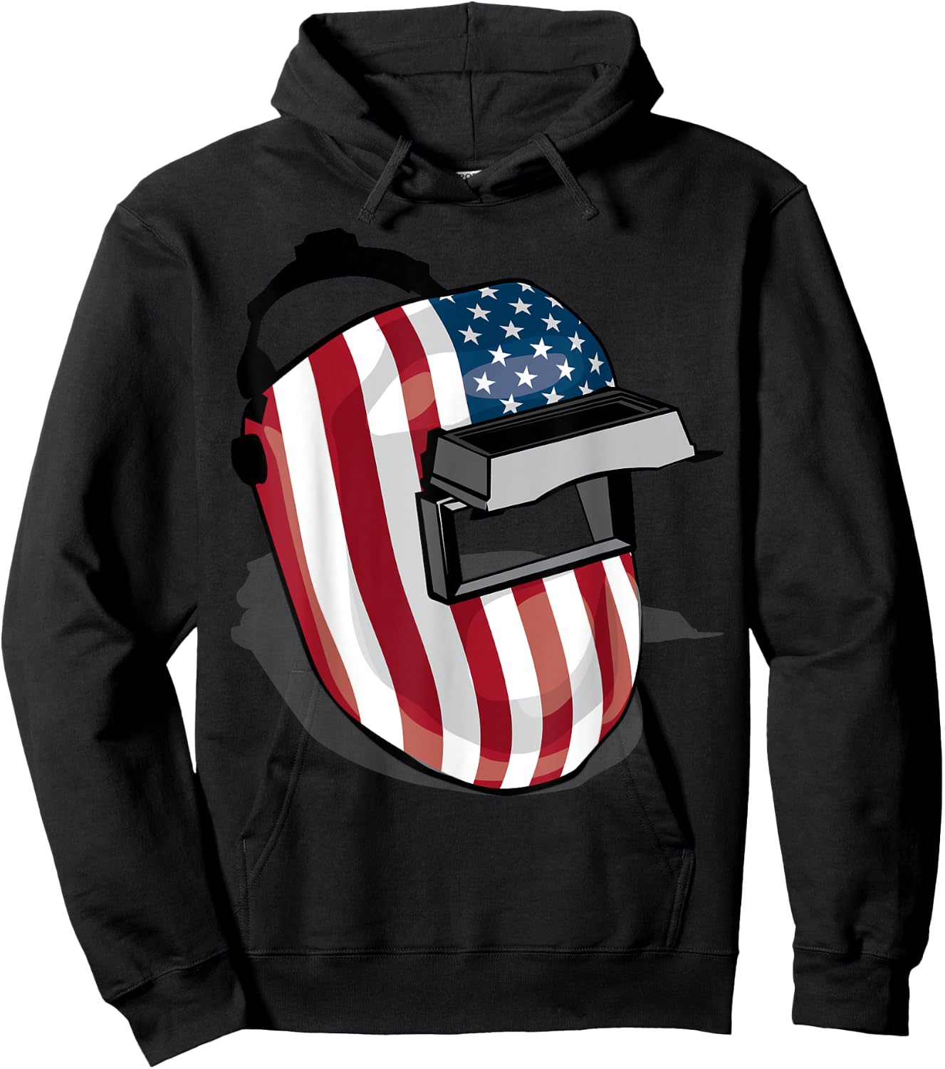 American Flag Welding Helmet Shape Shirt | Cute Welder Gift Women Kids Men Hoodie - Hoodie | Black