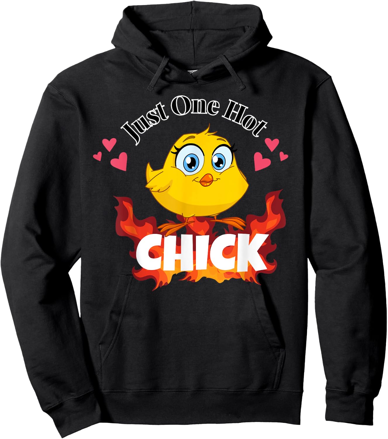 Just One Hot Chick Funny Chicken Easter Pun Hoodie - Hoodie | Black