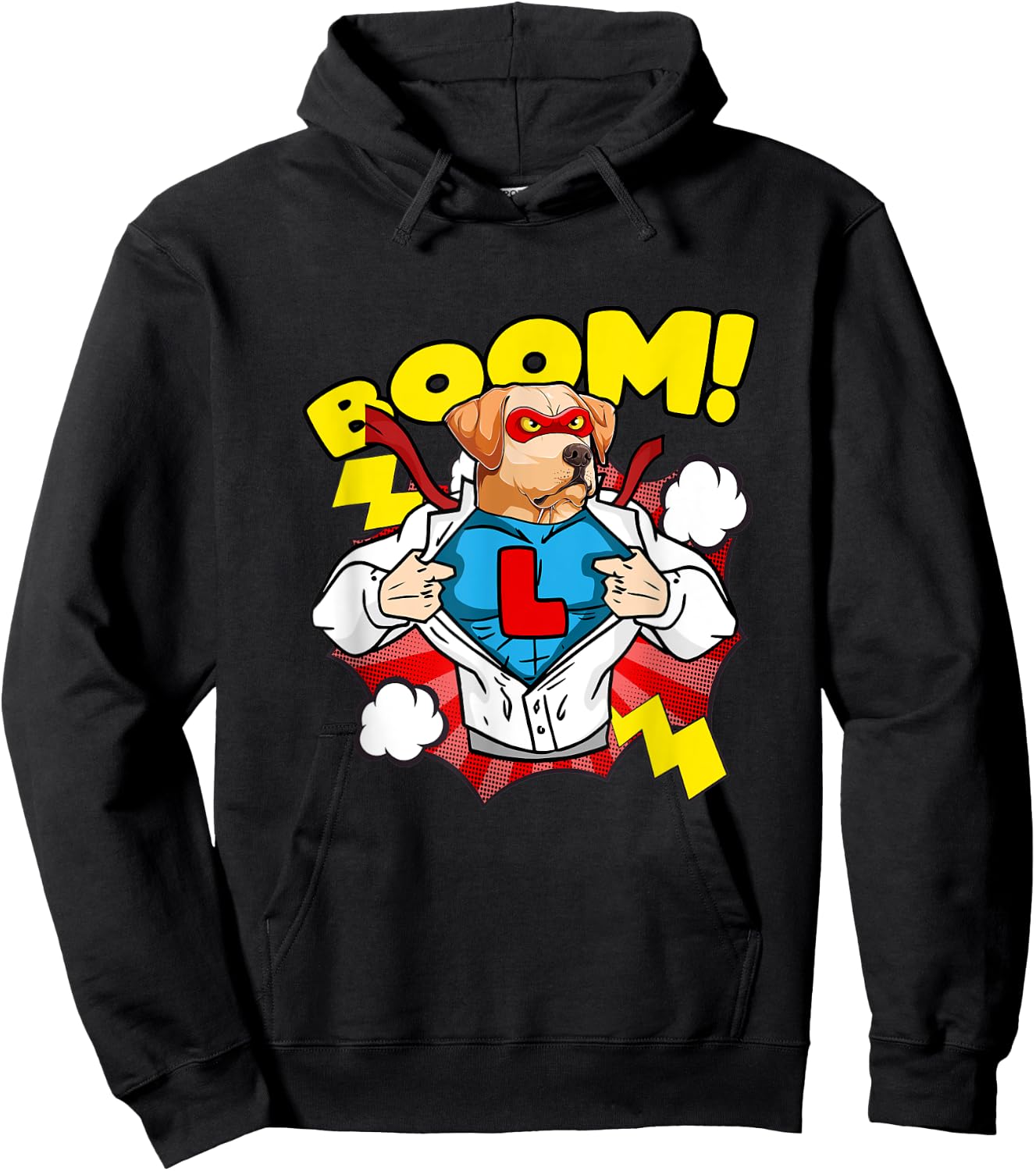 Labrador as Comic Super Hero Dog Men Women Kids Hoodie - Hoodie | Black