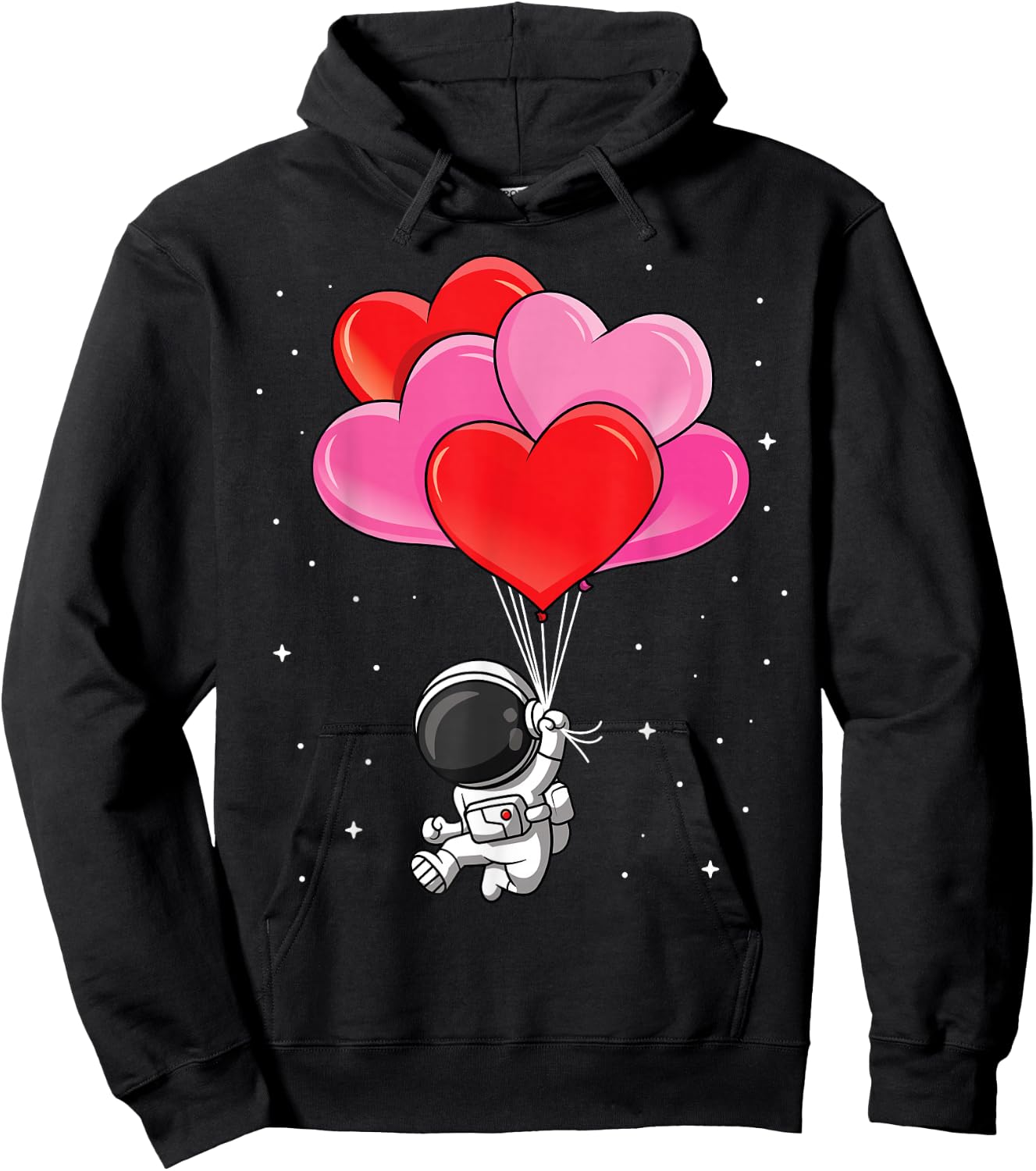Funny Astronaut Heart Balloons Valentines Day Kids Hoodie - Hoodie | Black