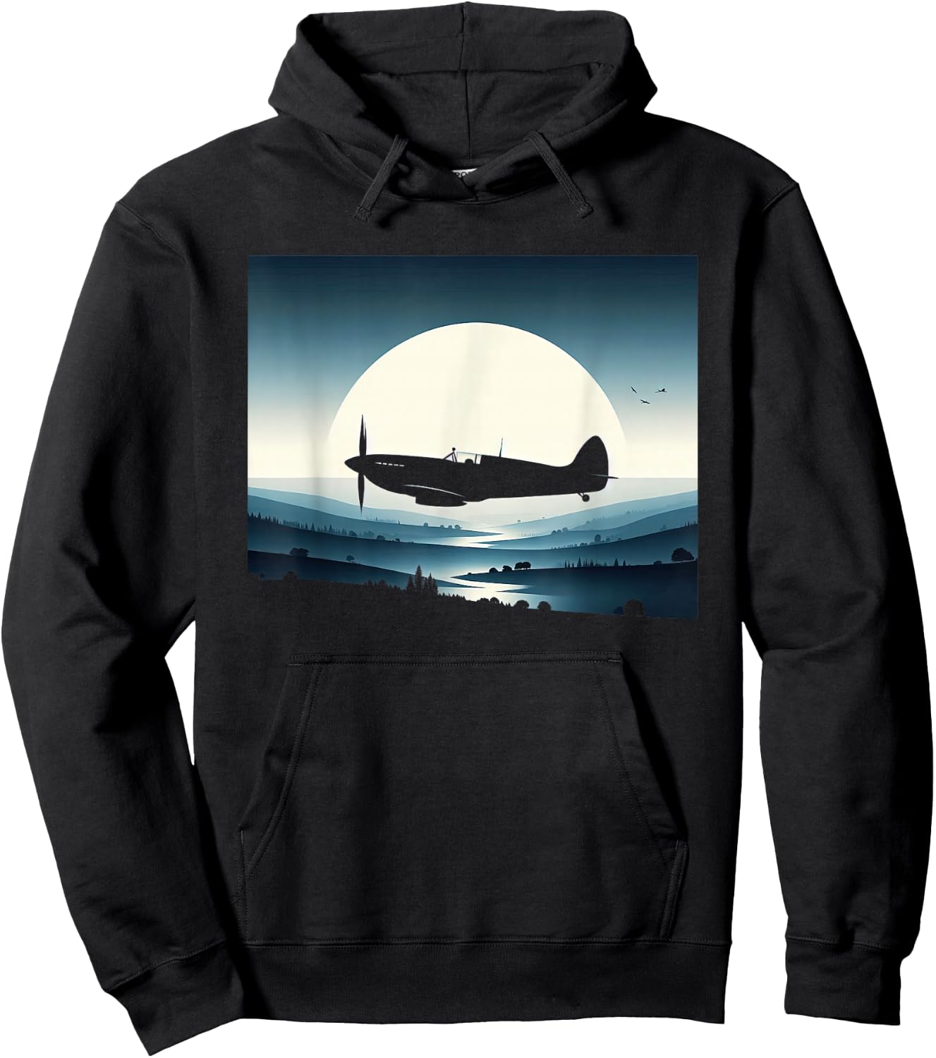 Spitfire Iconic British Airplane Silhouette WW2 Aircraft Hoodie - Hoodie | Black
