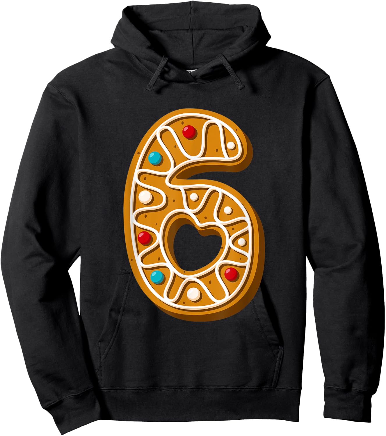 Six 6th Birthday 6 Years Old Christmas Cookie Girls and Boy Hoodie - Hoodie | Black