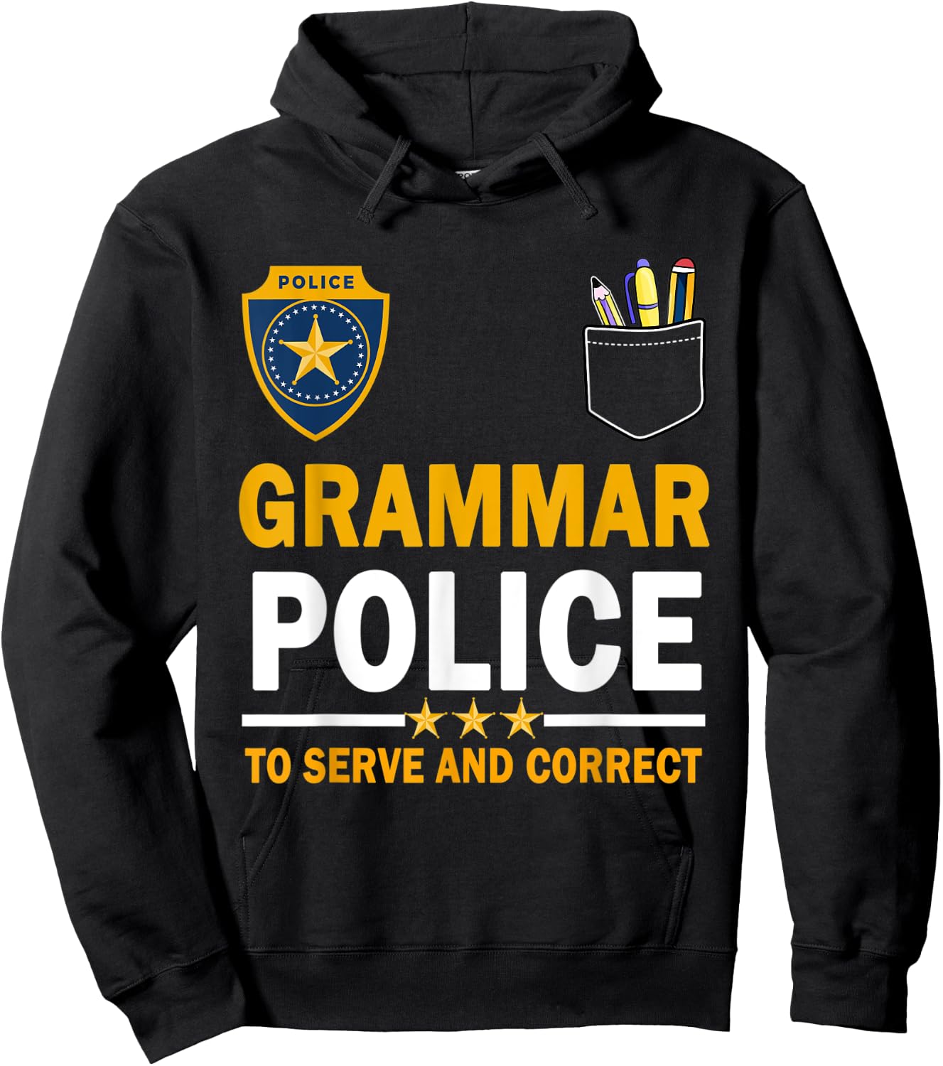 Funny English Teacher Grammar Police Woman Man Hoodie - Hoodie | Black